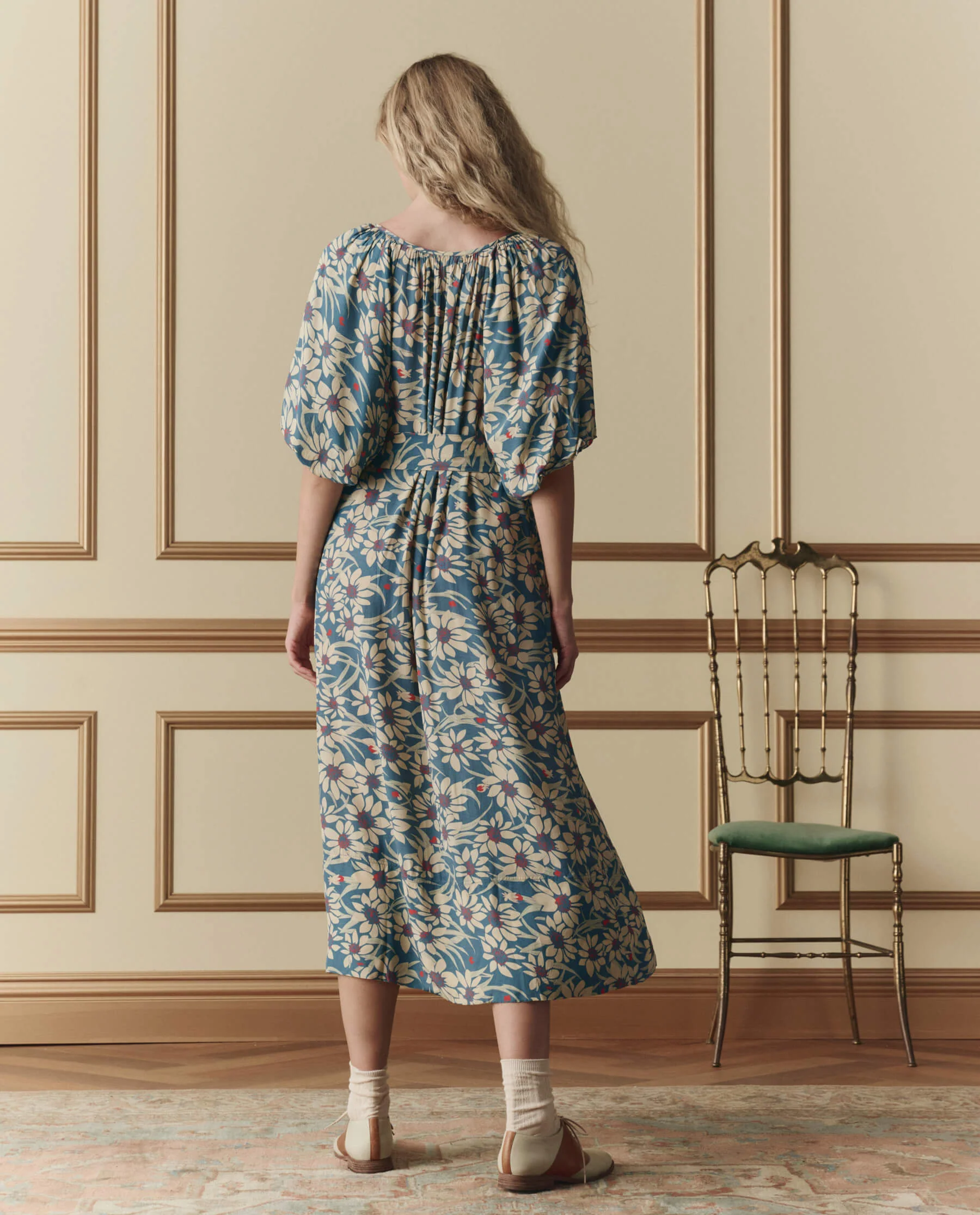 The Fairground Dress. -- Blue Scattered Bloom