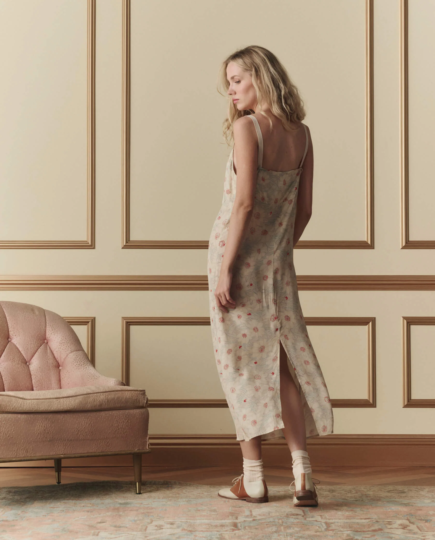 1071-the-sunroom-slip-dress.-champagne-scattered-bloom-2.webp The Sunroom Slip Dress. -- Champagne Scattered Bloom