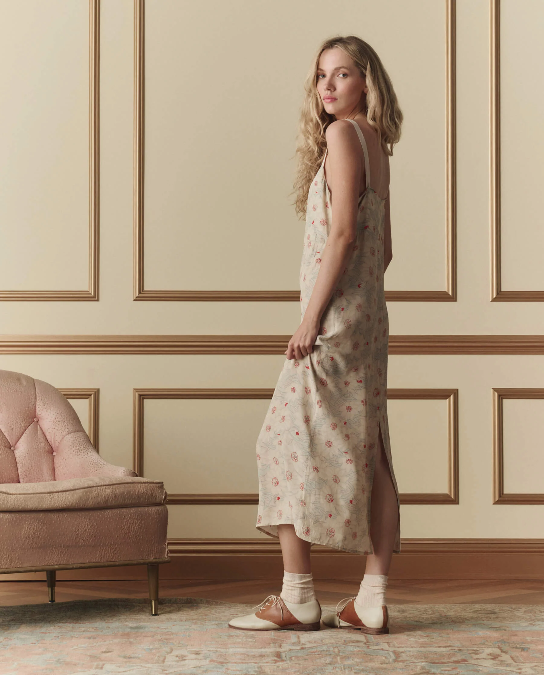 1071-the-sunroom-slip-dress.-champagne-scattered-bloom-3.webp The Sunroom Slip Dress. -- Champagne Scattered Bloom