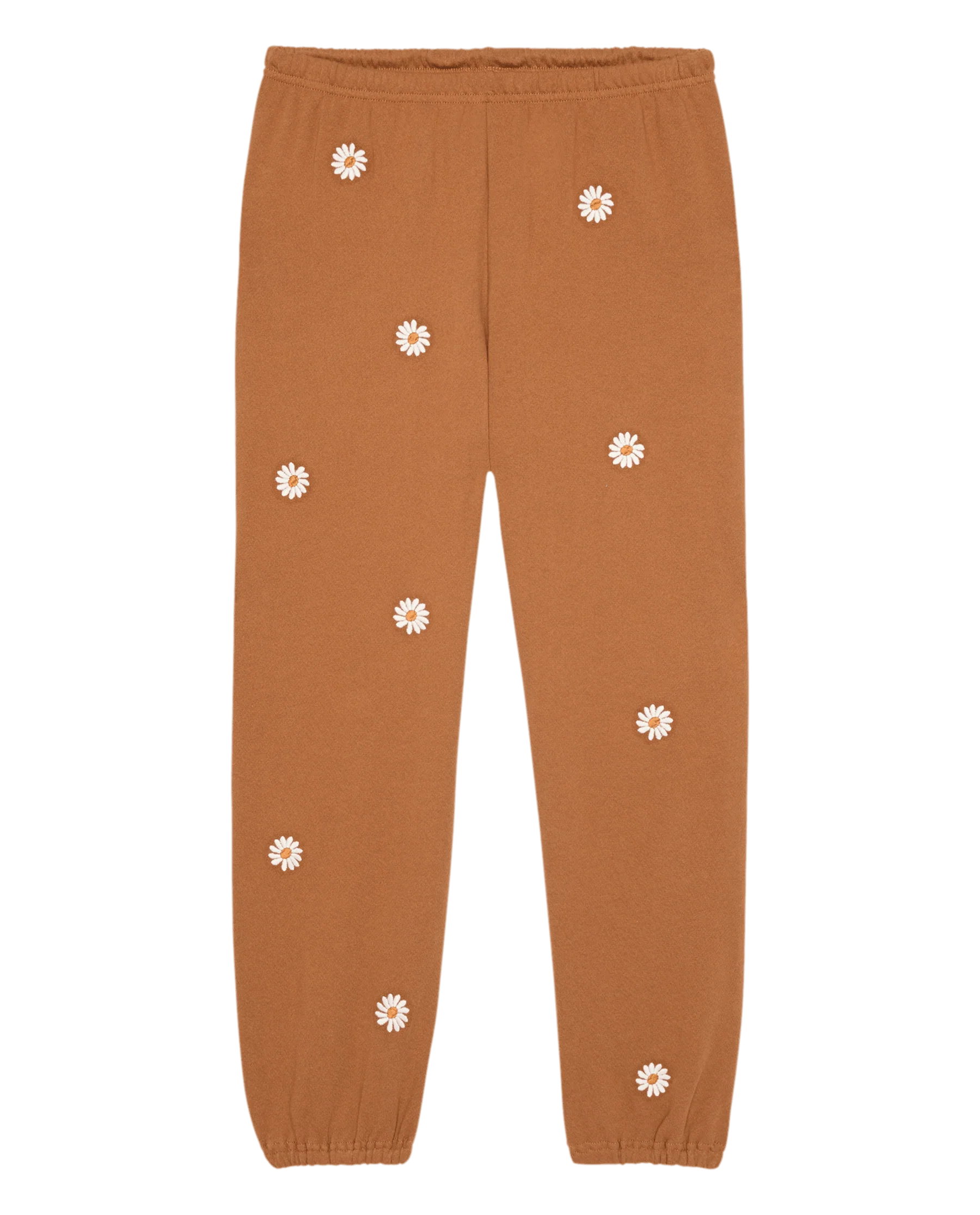 The Stadium Sweatpant W/ Floating Daisy Embroidery. -- Suntan