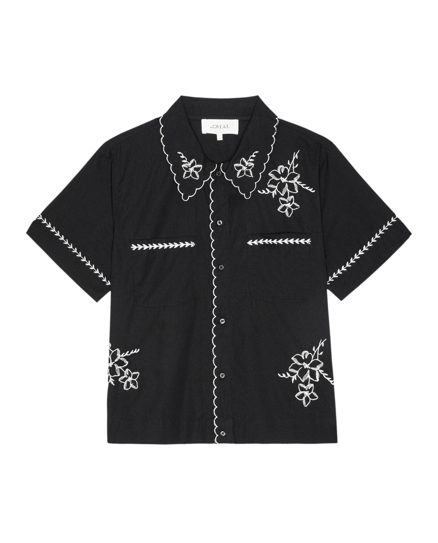 The Bowling Shirt W/ Hanky Embroidery. -- Black