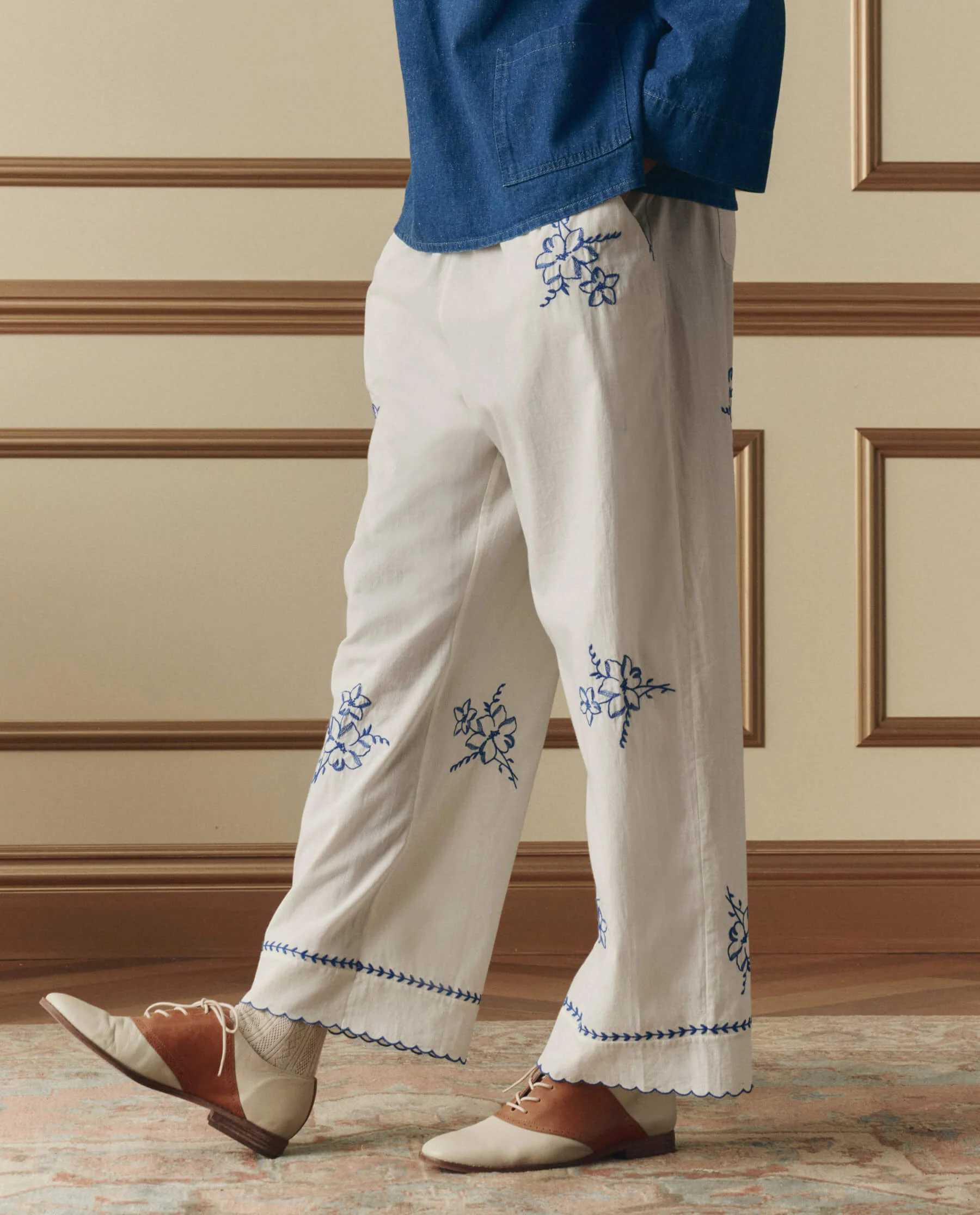 1116-the-weekend-pant-w-hanky-embroidery.-cream-3.webp The Weekend Pant W/ Hanky Embroidery. -- Cream