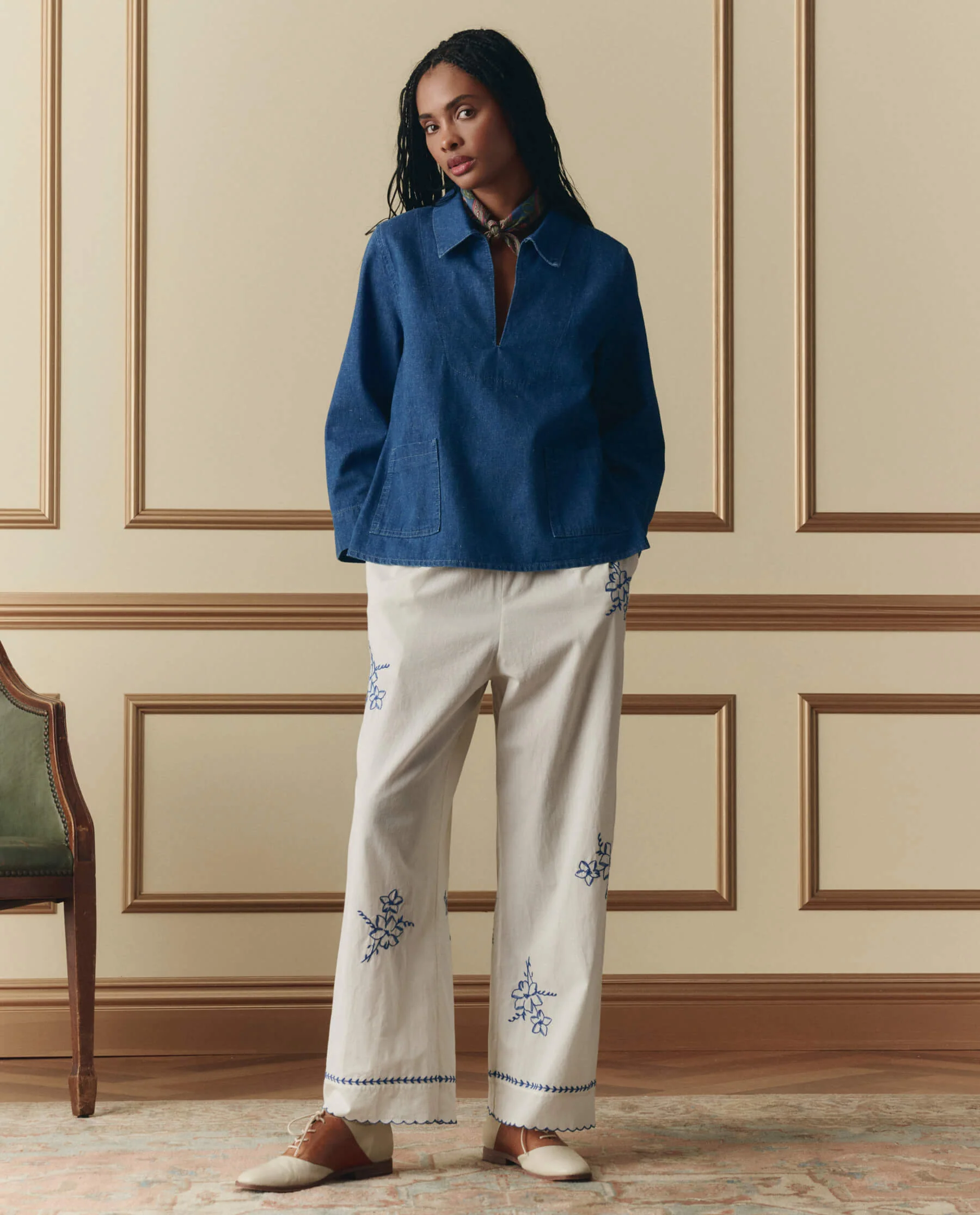 1116-the-weekend-pant-w-hanky-embroidery.-cream-5.webp The Weekend Pant W/ Hanky Embroidery. -- Cream