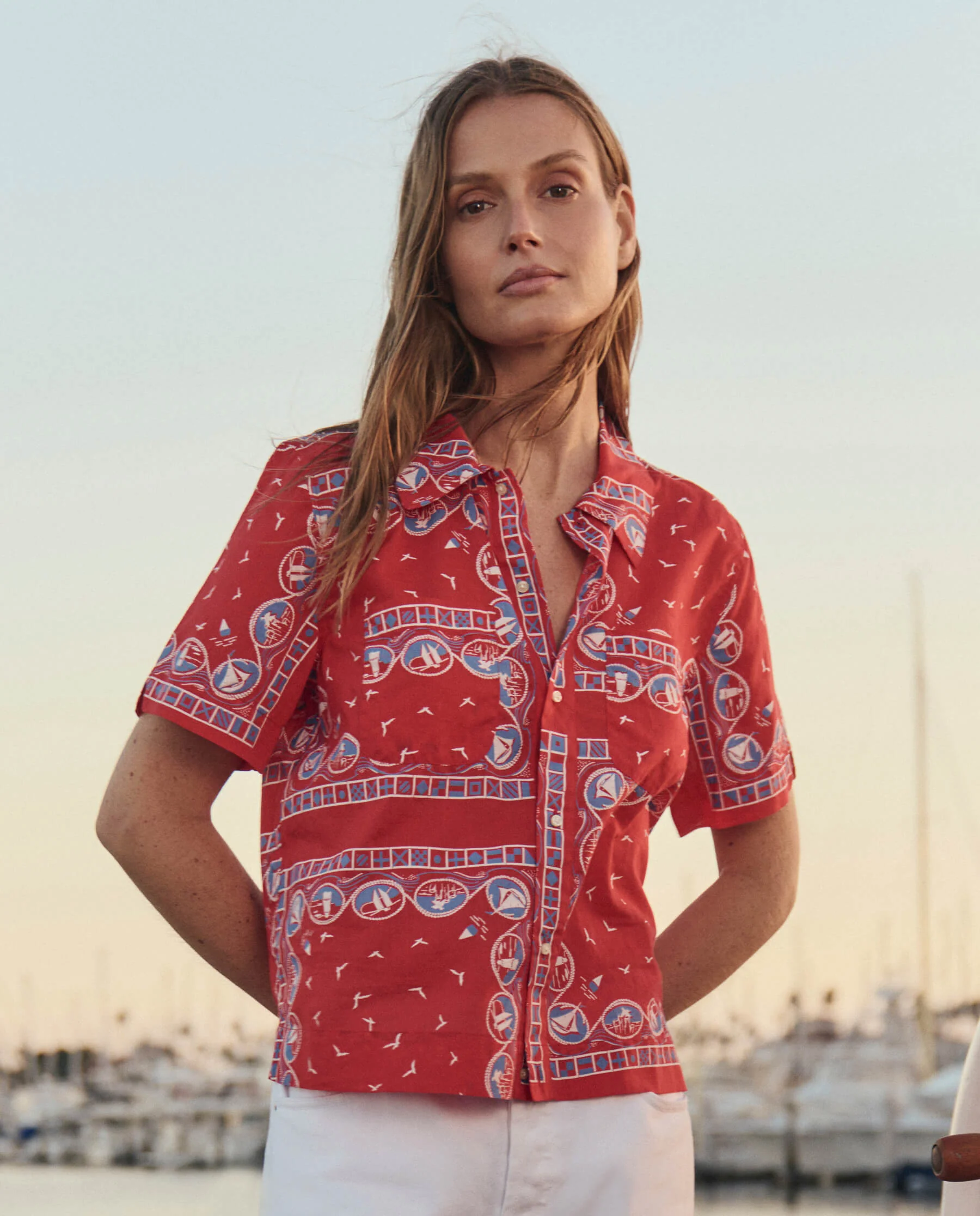 The Postcard Shirt. -- Red Sailboat Bandana