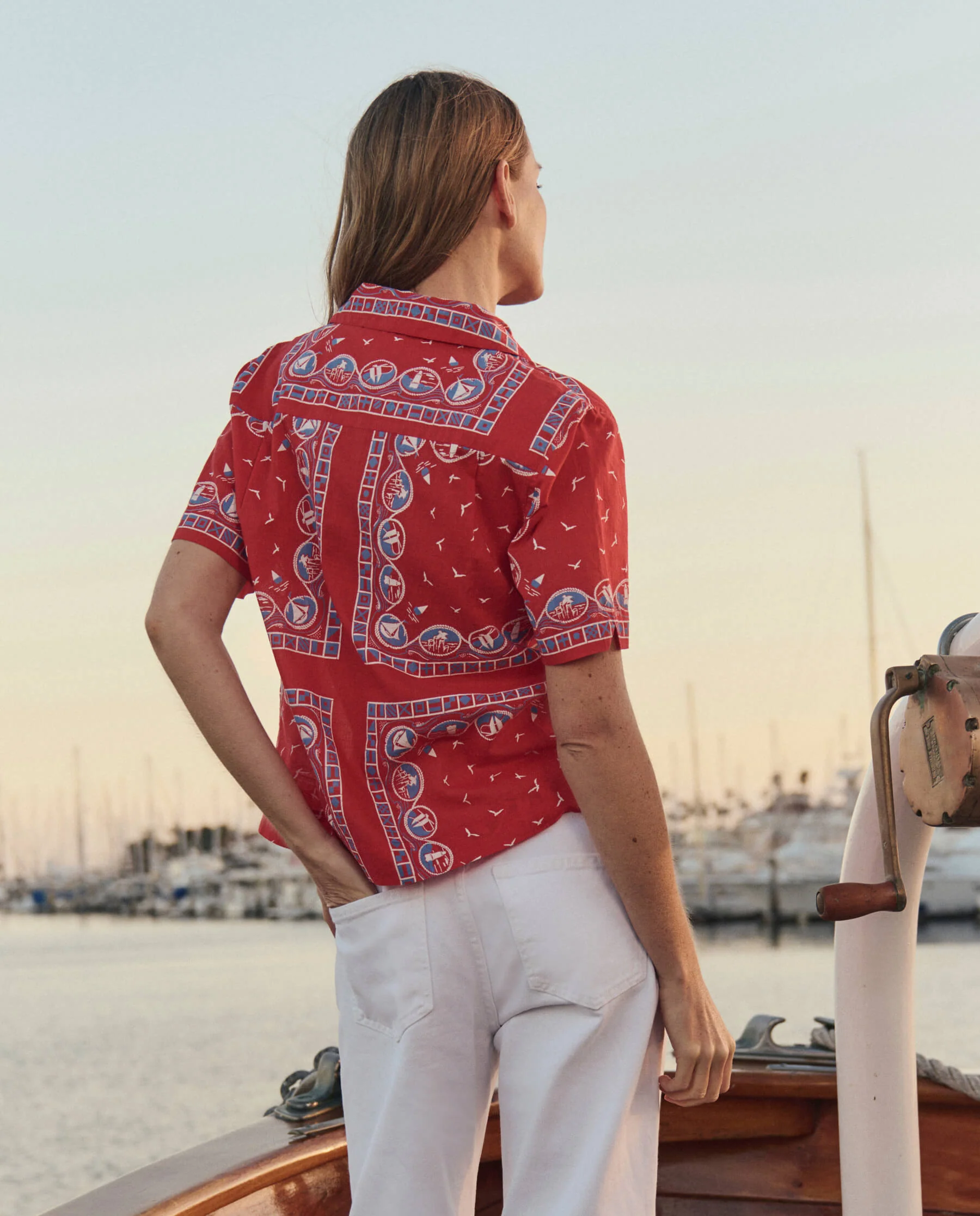 The Postcard Shirt. -- Red Sailboat Bandana