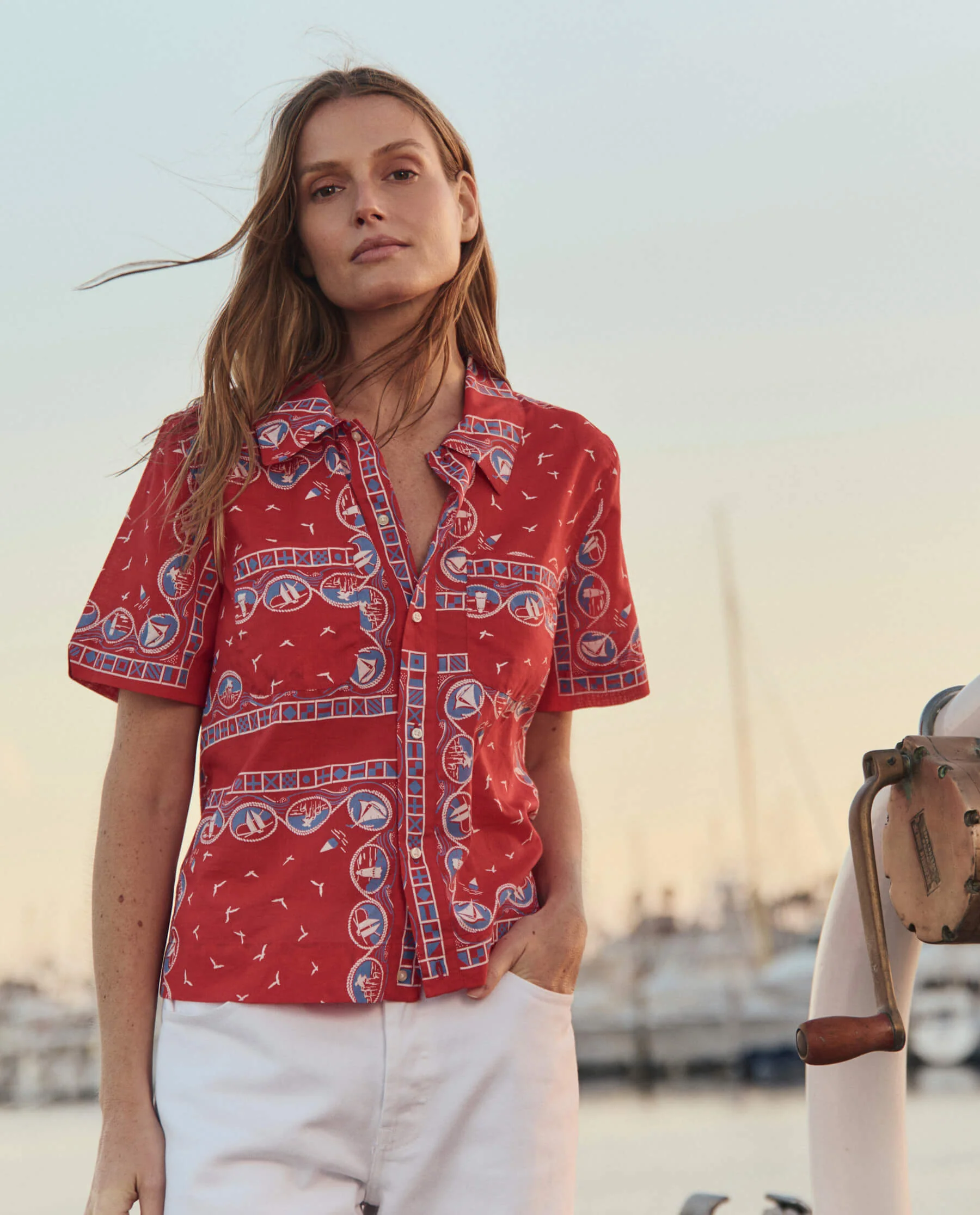The Postcard Shirt. -- Red Sailboat Bandana