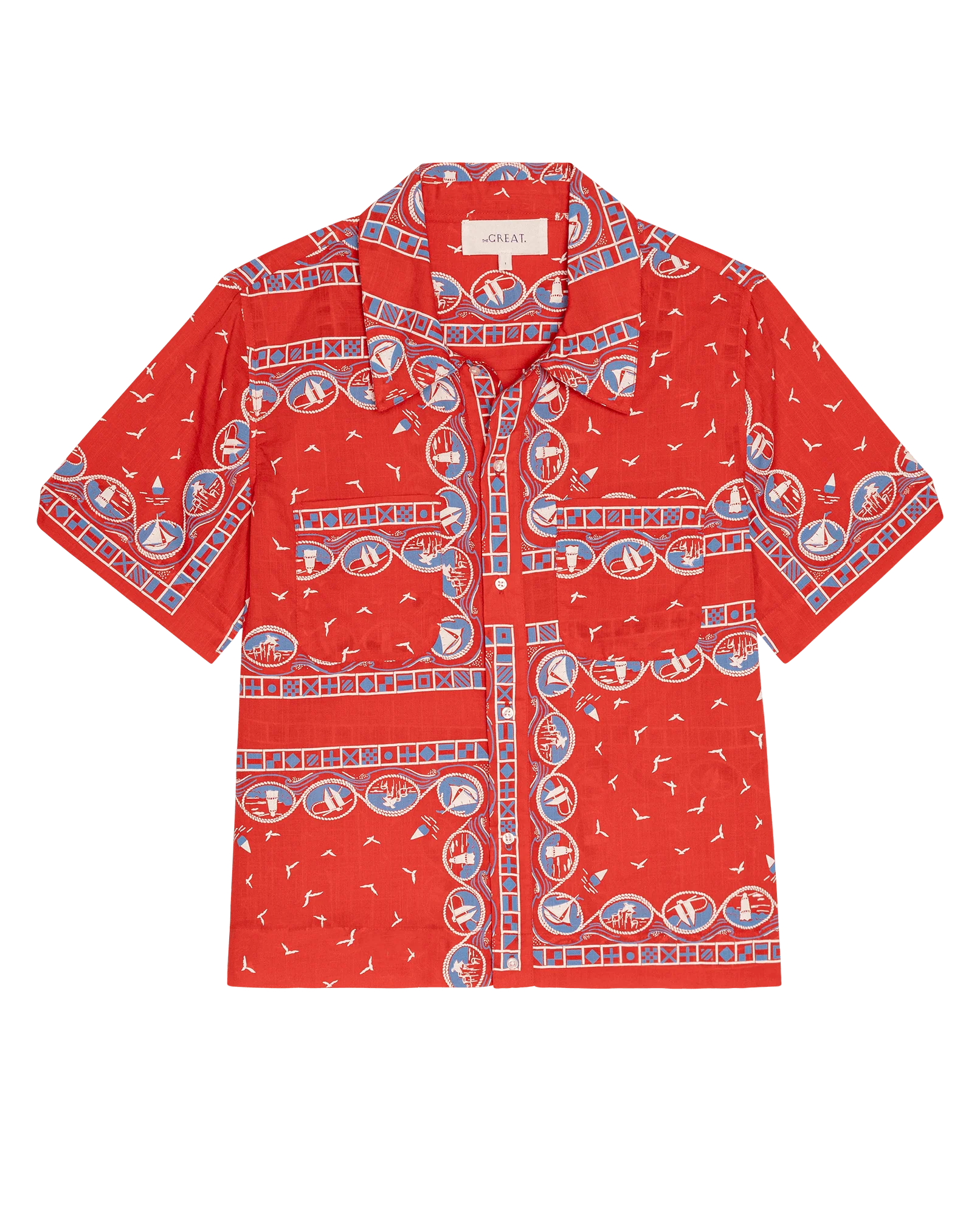 The Postcard Shirt. -- Red Sailboat Bandana