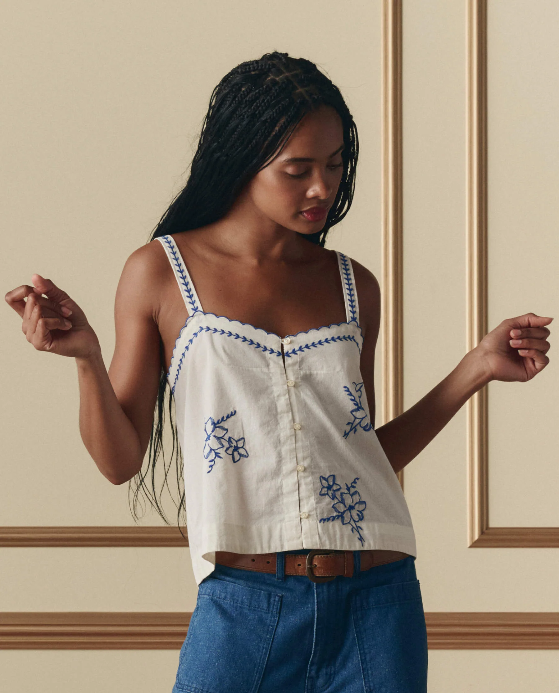 1121-the-weekend-tank-w-hanky-embroidery.-cream-2.webp The Weekend Tank W/ Hanky Embroidery. -- Cream