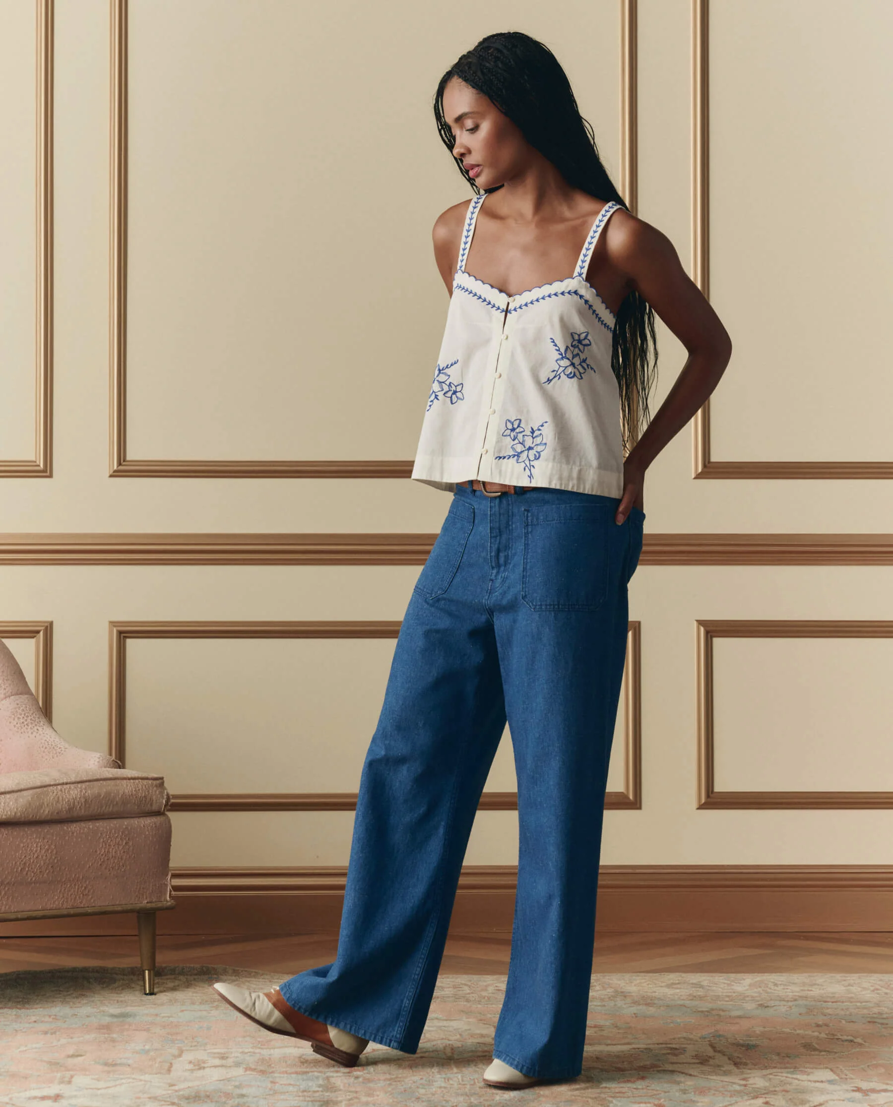 1121-the-weekend-tank-w-hanky-embroidery.-cream-4.webp The Weekend Tank W/ Hanky Embroidery. -- Cream