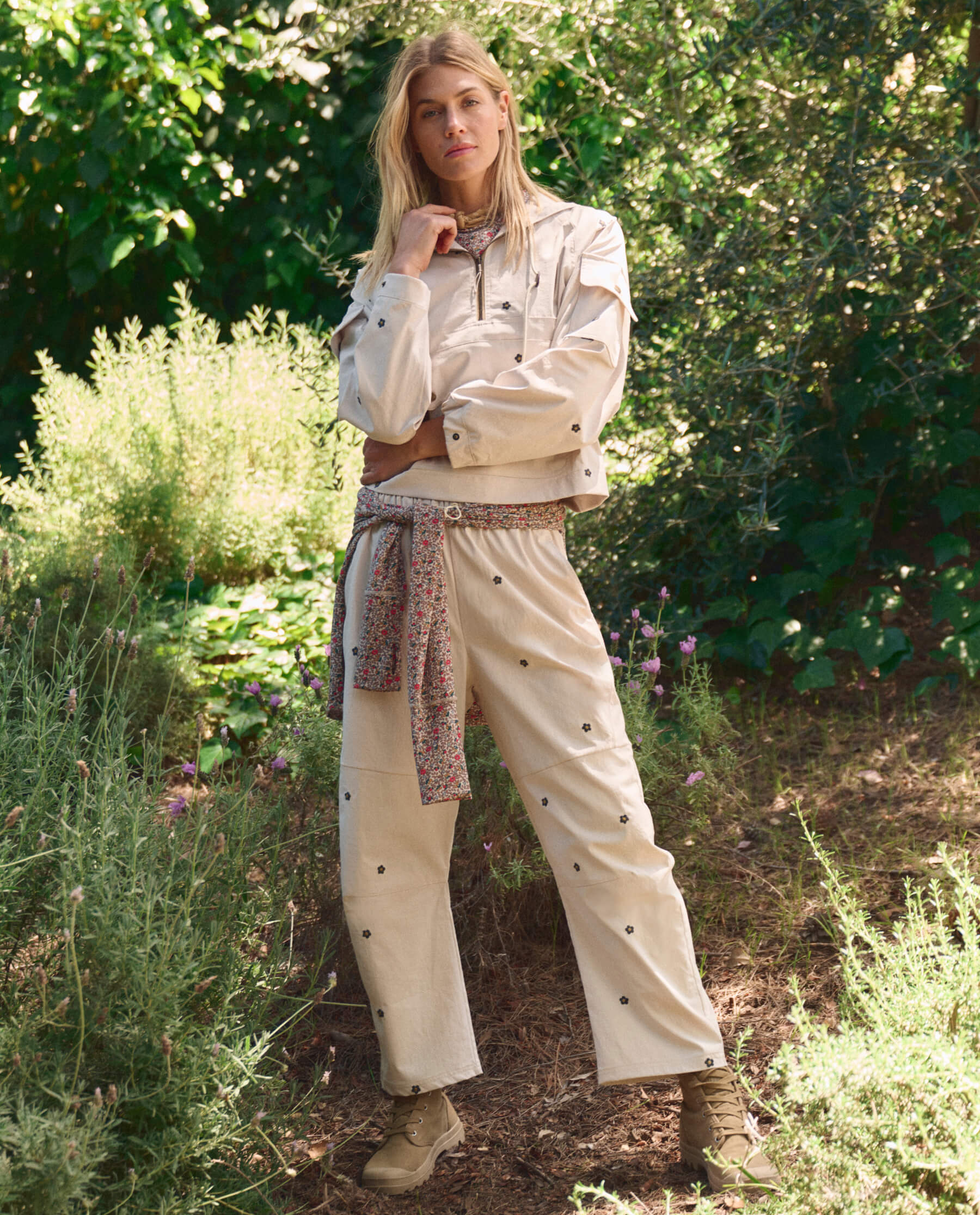 1126-the-embroidered-outpost-pant.-cream-with-black-daisies-1.jpg The Embroidered Outpost Pant. -- Cream With Black Daisies