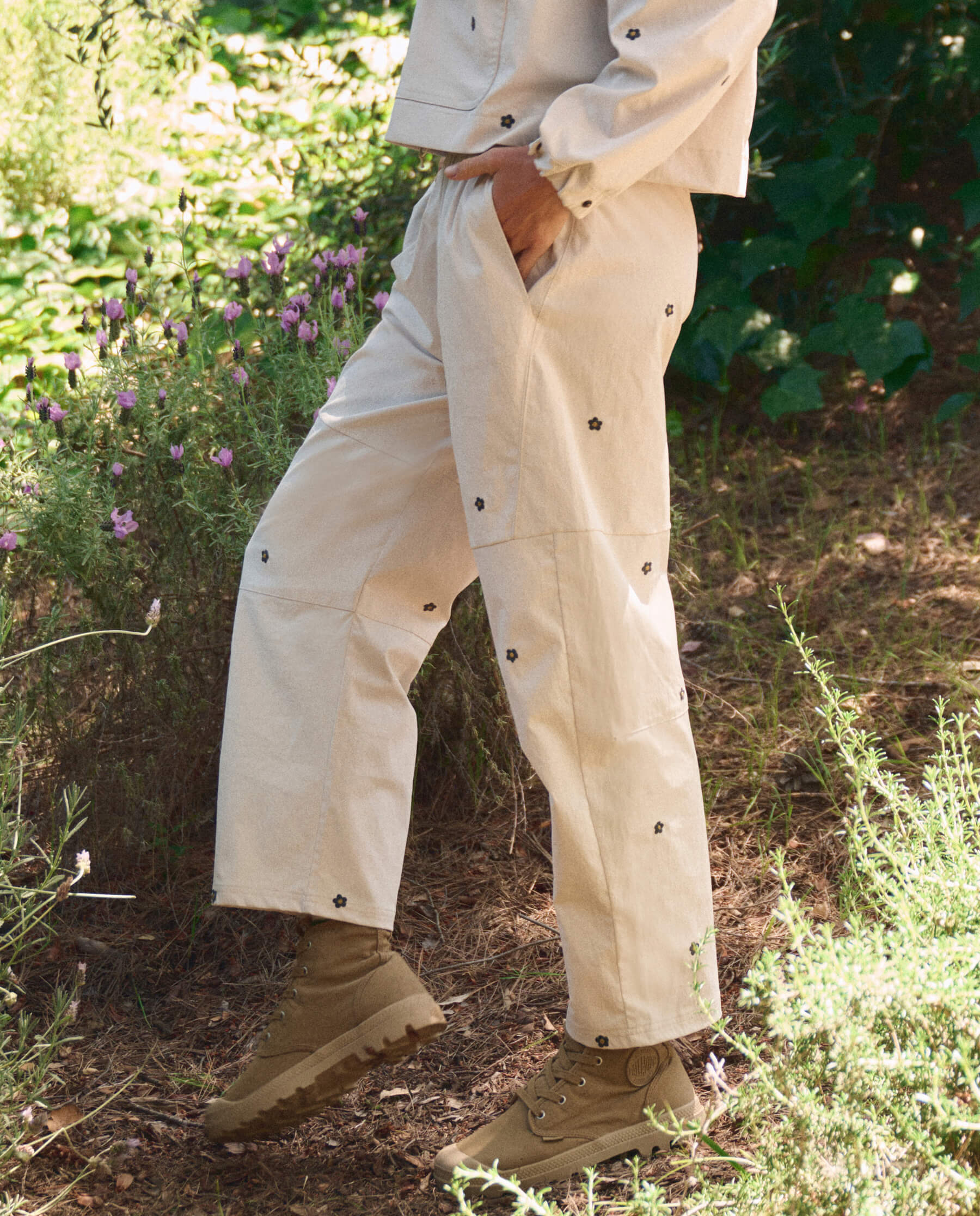 1126-the-embroidered-outpost-pant.-cream-with-black-daisies-3.jpg The Embroidered Outpost Pant. -- Cream With Black Daisies
