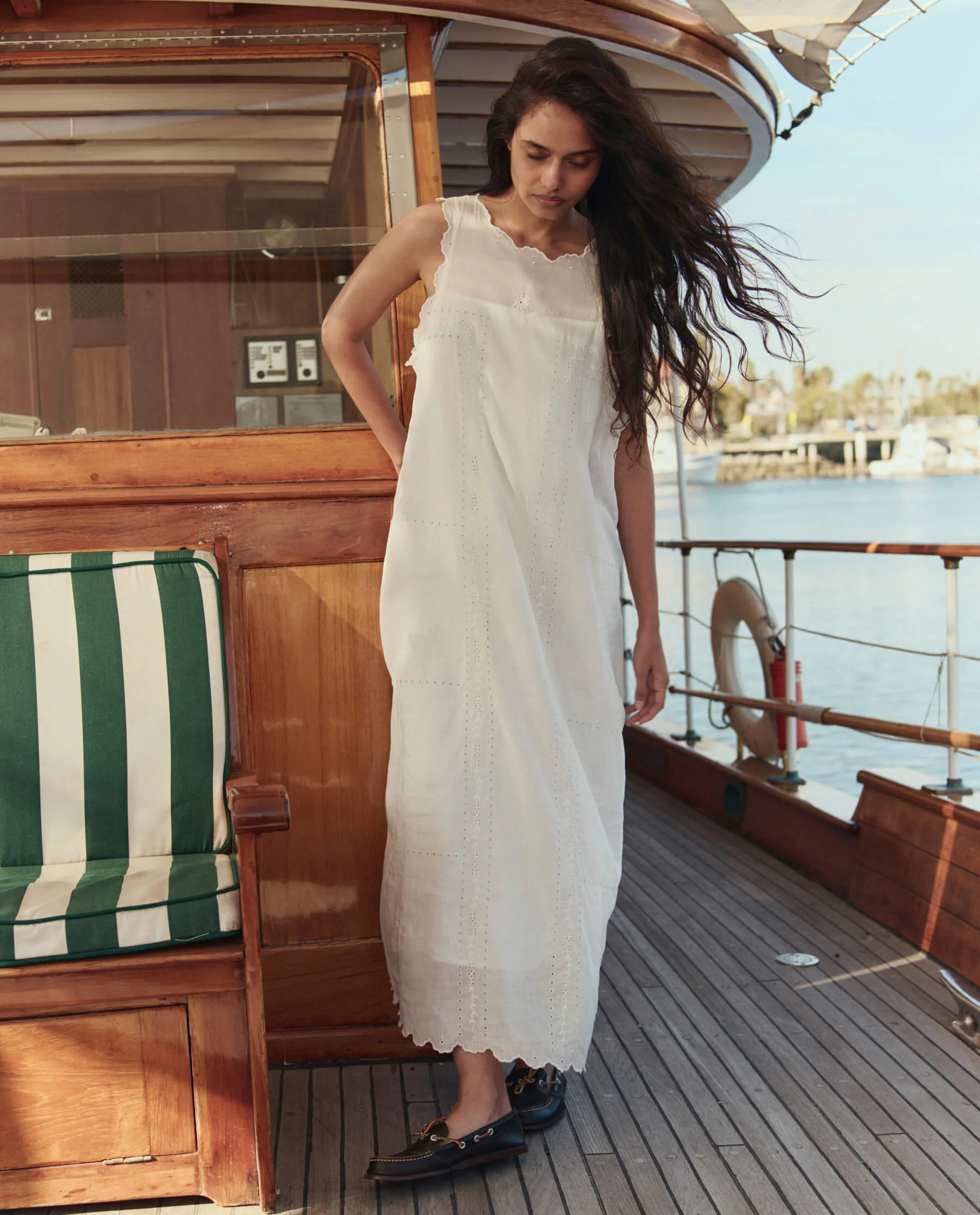 The Scalloped Eyelet Shift Dress. -- White