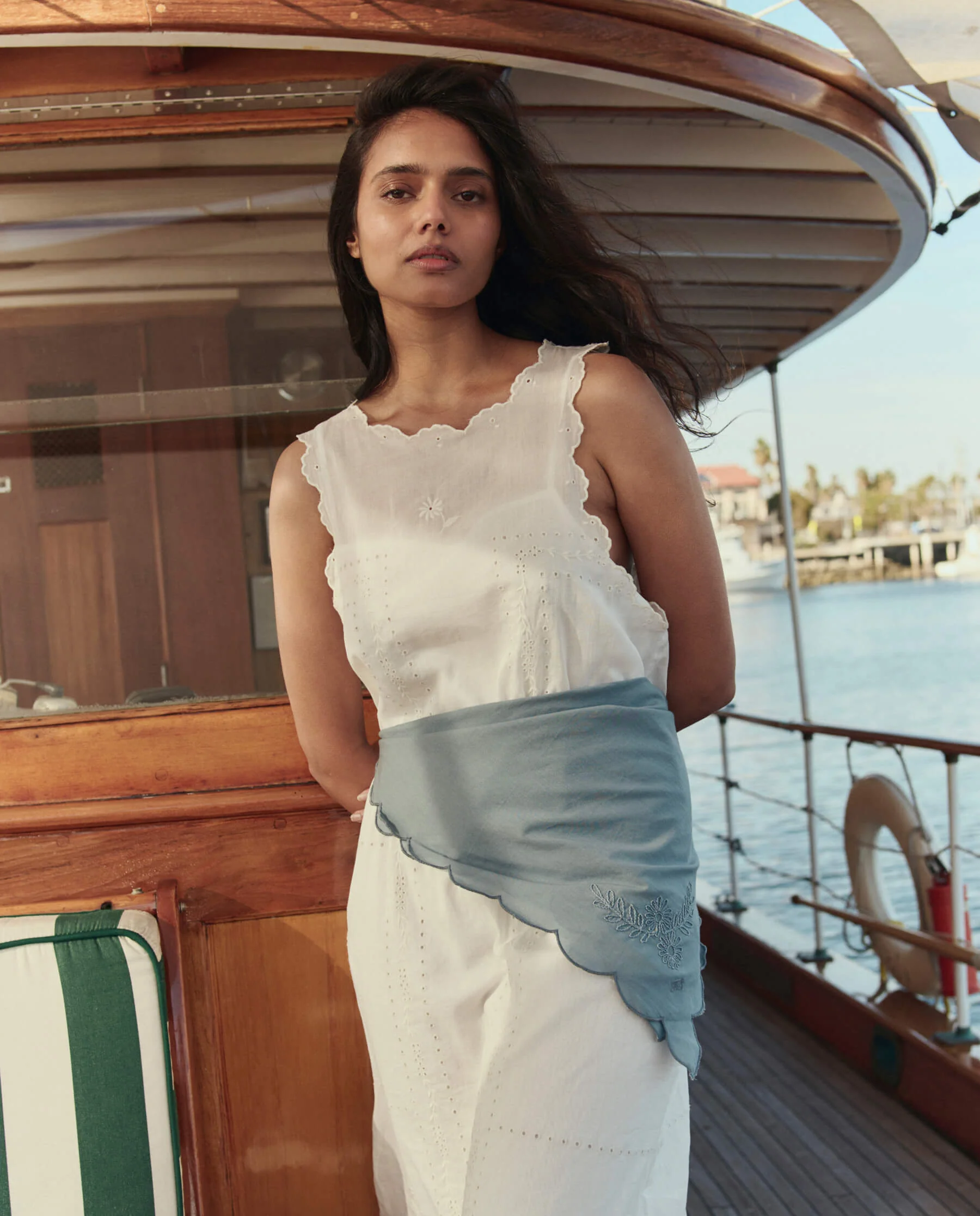 The Scalloped Eyelet Shift Dress. -- White