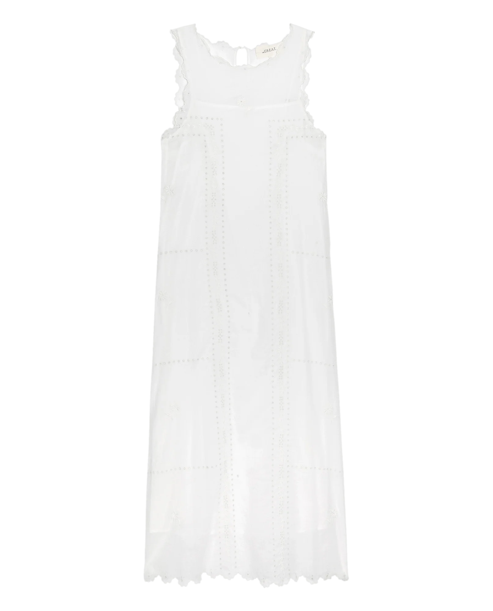 The Scalloped Eyelet Shift Dress. -- White