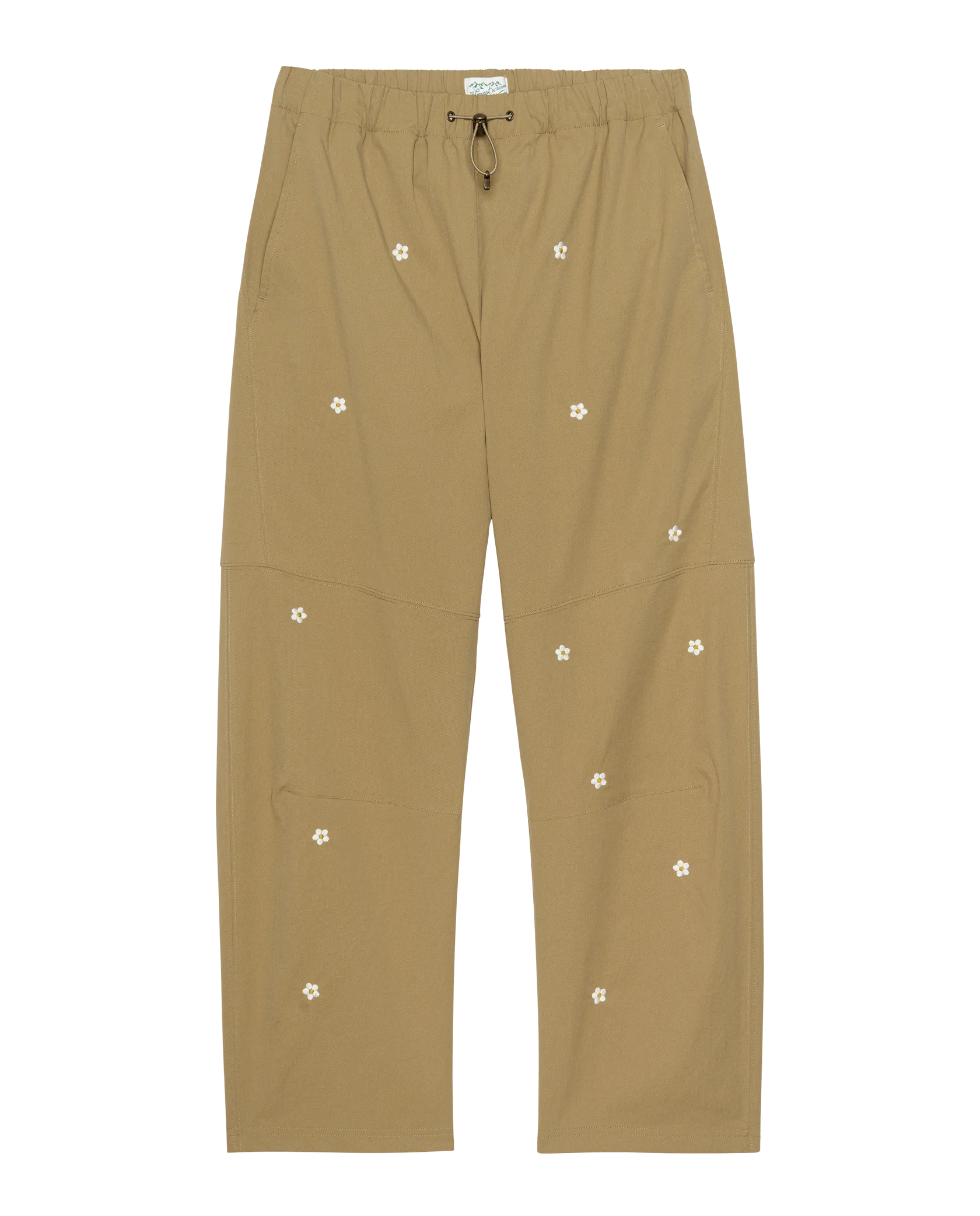The Embroidered Outpost Pant. -- Khaki With Cream Daisies