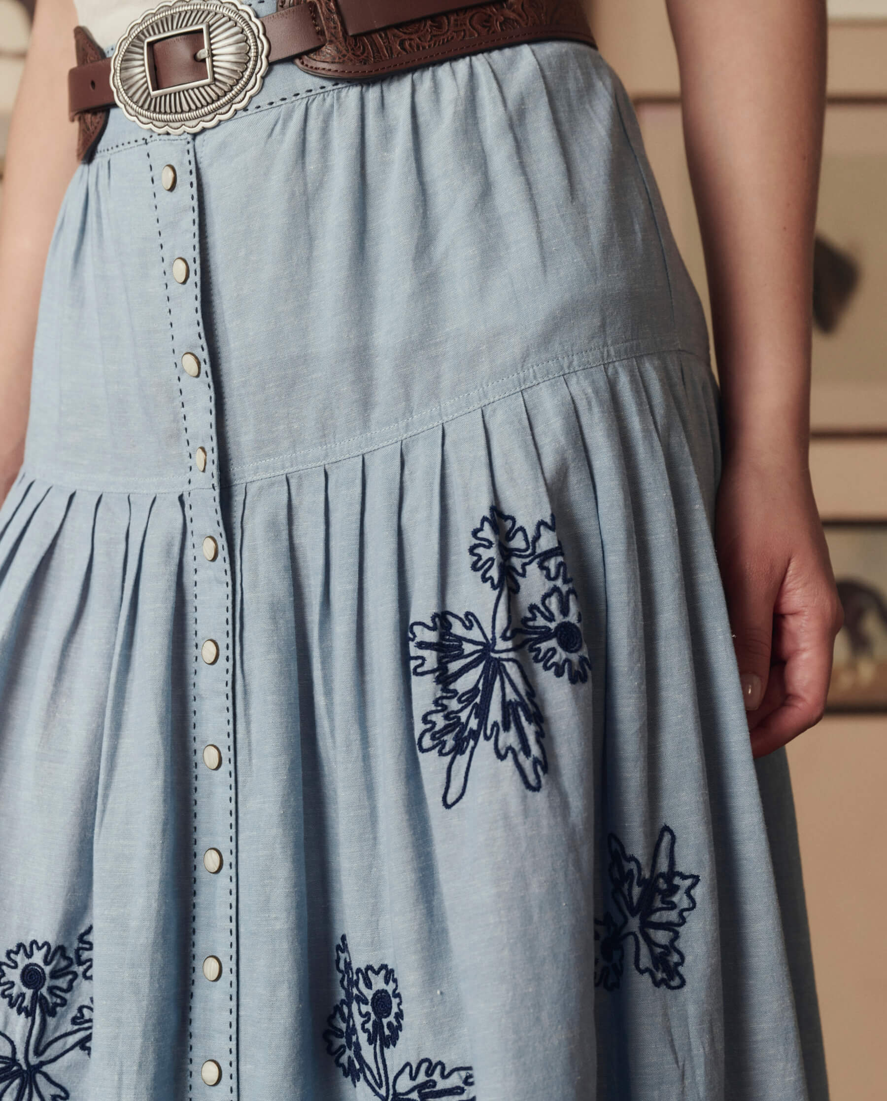1299-the-chambray-embroidered-highland-skirt.-chambray-2.jpg The Chambray Embroidered Highland Skirt. -- Chambray