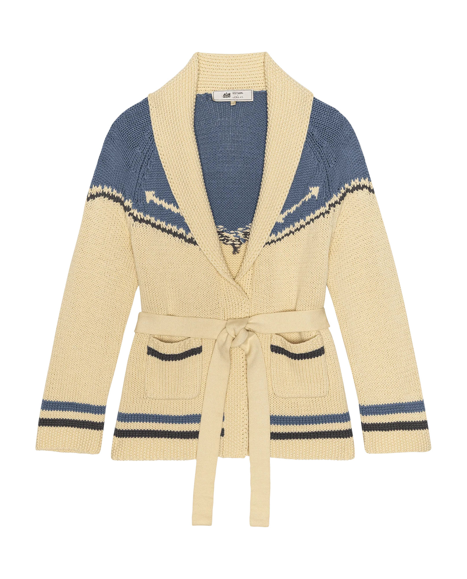 The Western Riding Cardigan Sweater. -- Robin Blue