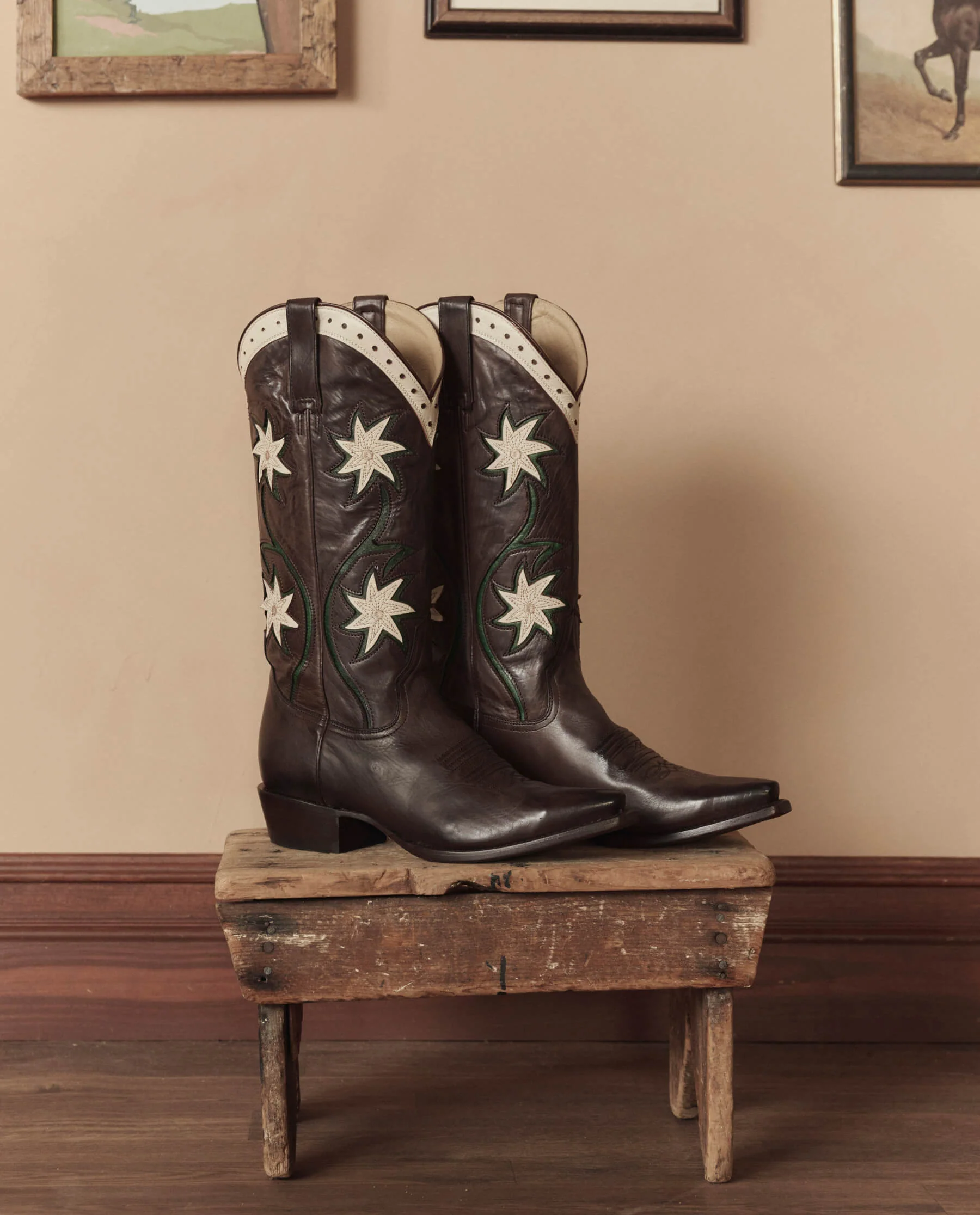 1369-the-cowboy-boot-leather-floral-.-brown-floral-3.webp The Cowboy Boot (Leather Floral). -- Brown Floral