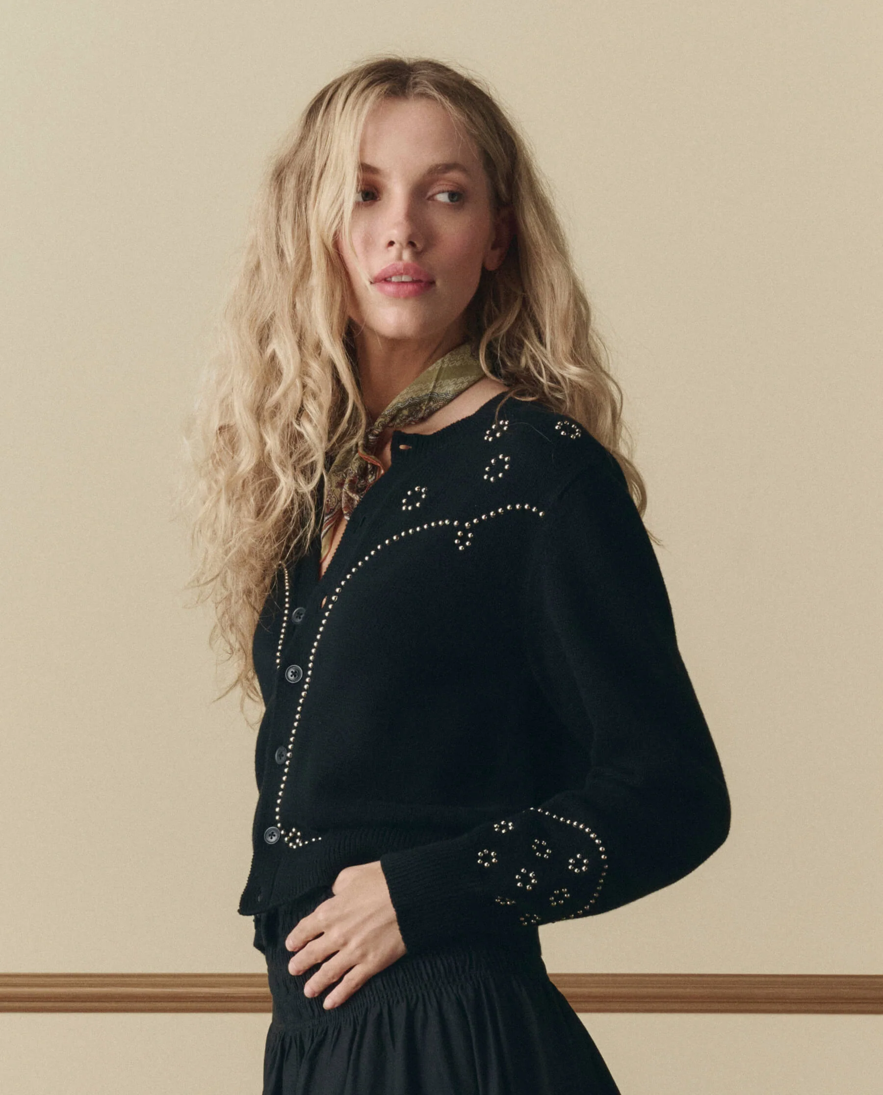 The Studded Cardigan. -- Black