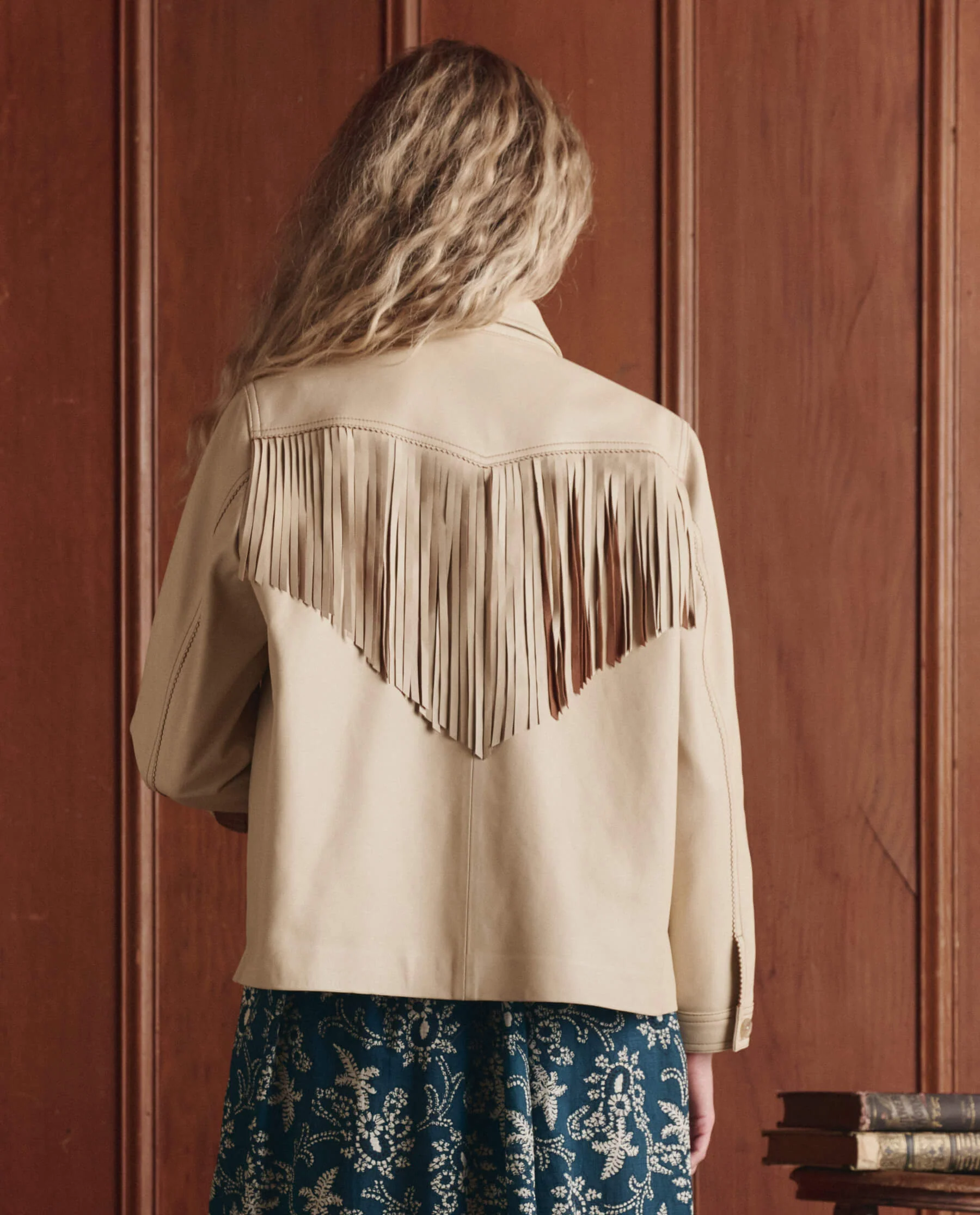 The Leather Fringe Jacket. -- Toasted Almond