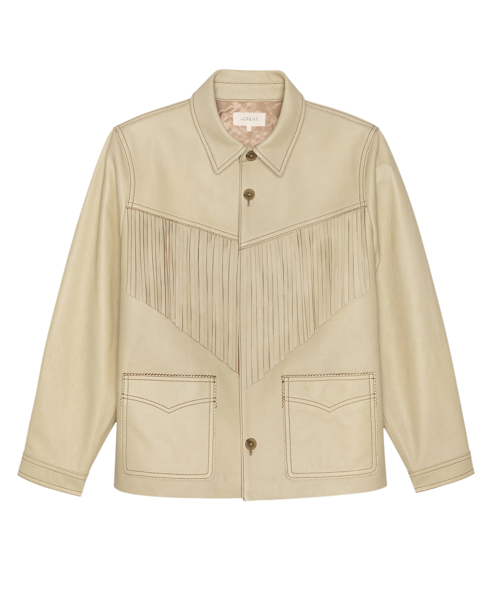 The Leather Fringe Jacket. -- Toasted Almond
