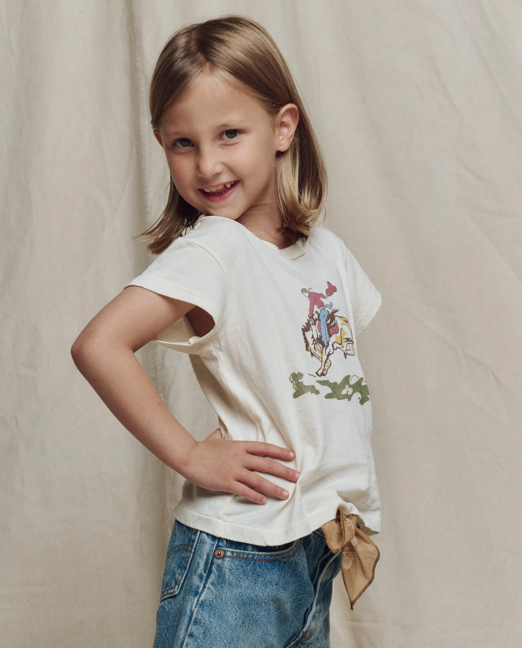 The Little Boxy Crew w/ Rider Graphic. Novelty -- Washed White