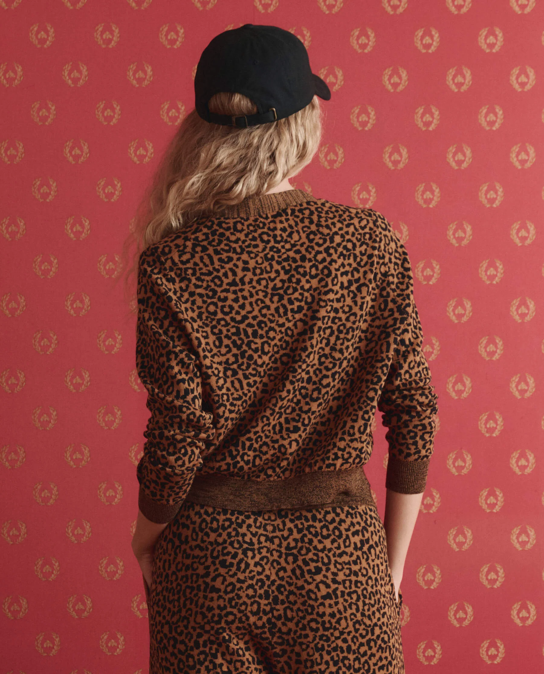 The Shrunken V Neck Cardigan. -- Leopard