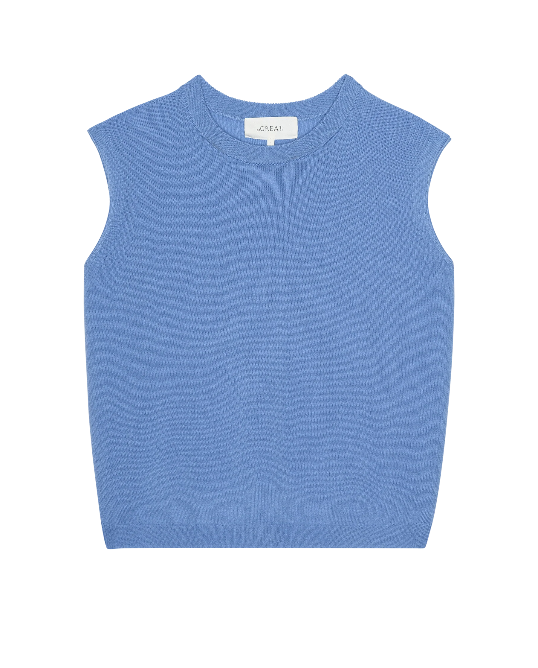 The Cashmere Pullover Vest. -- Soft Blue