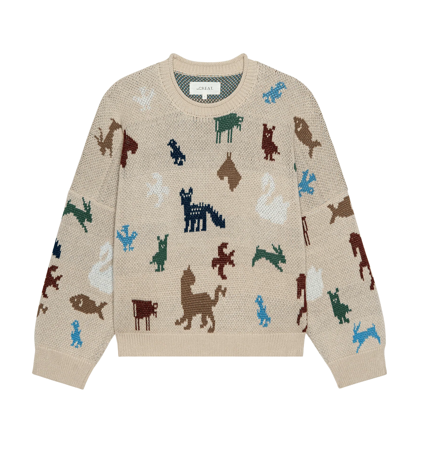 The Pictograph Roll Neck Pullover. -- Cream