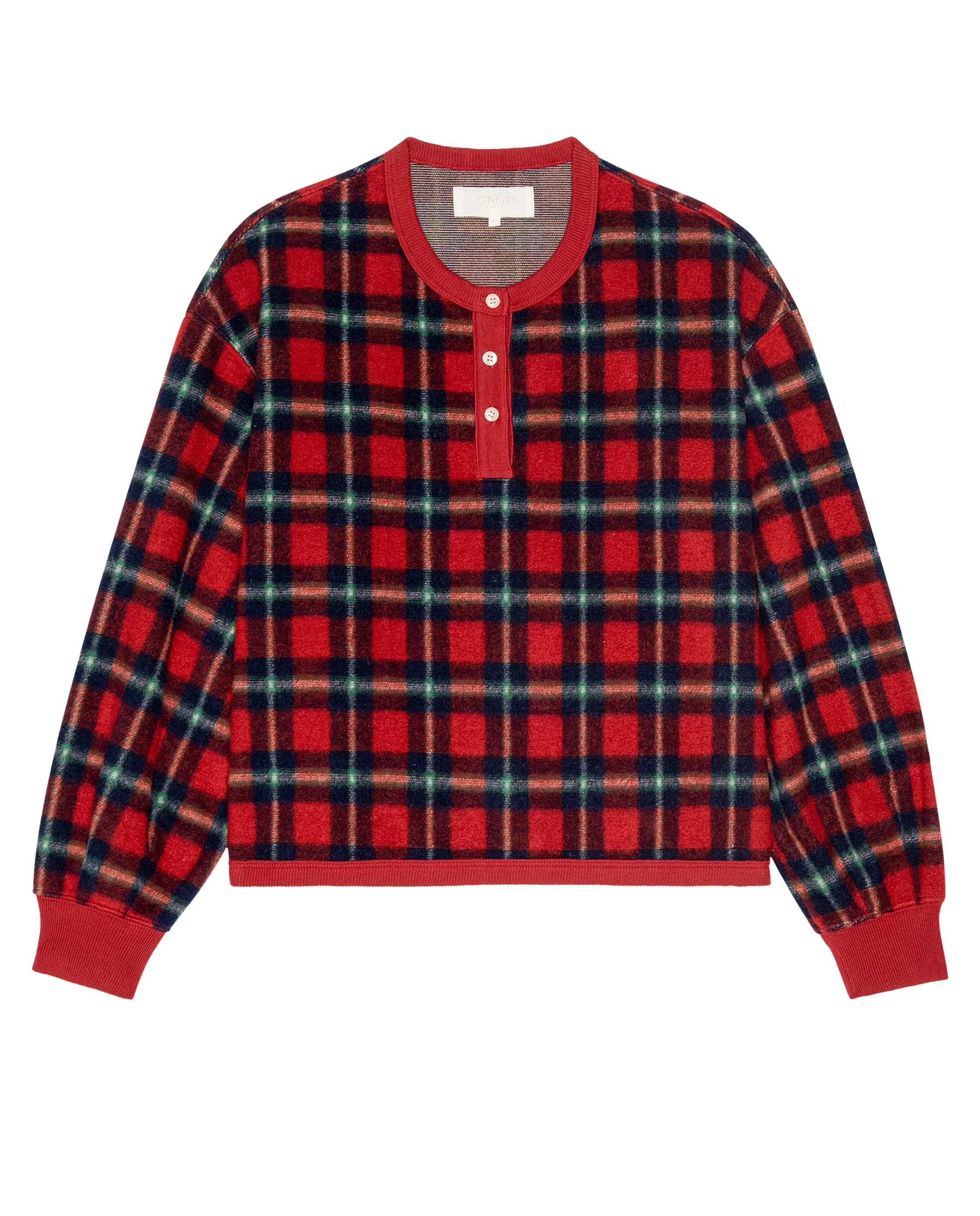 The Plush Fleece Henley Sleep Sweatshirt. -- Cedarwoods Plaid