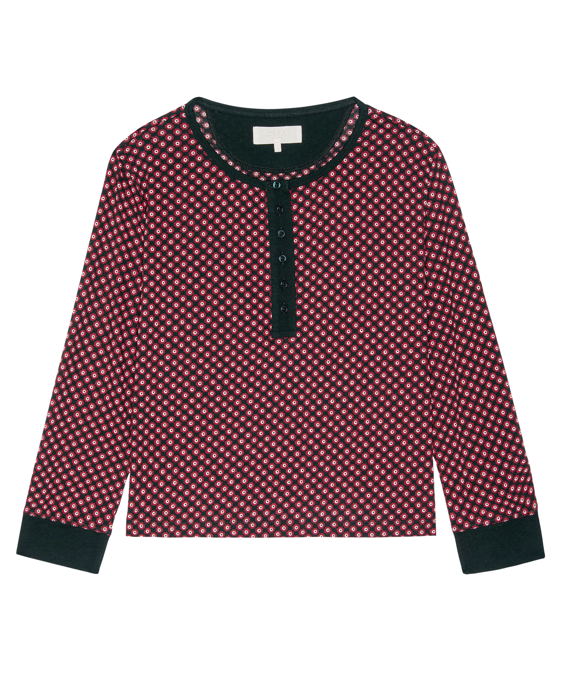 The Crop Sleep Henley. -- Daisy Tie Print