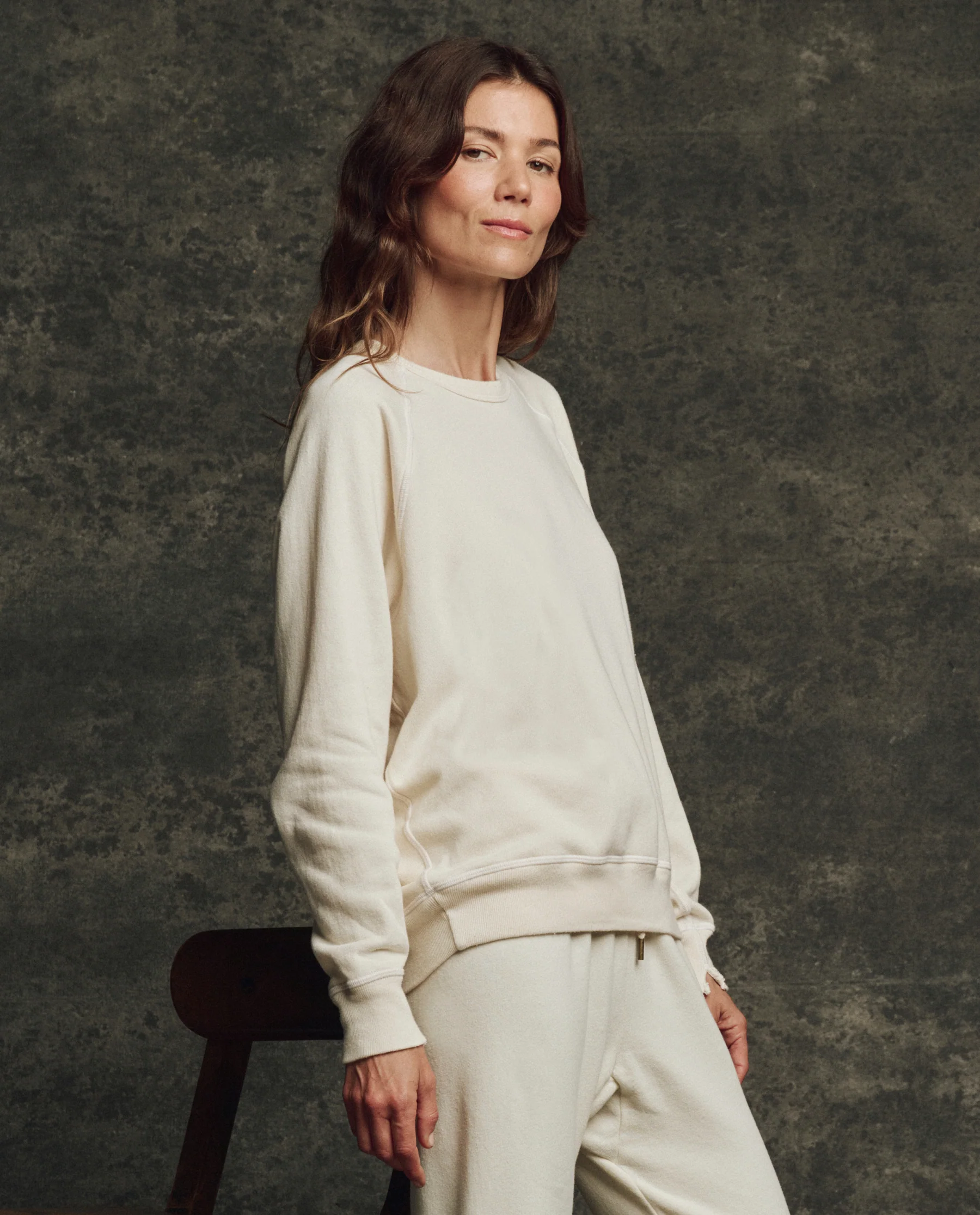 The Fleece College Sweatshirt. Solid -- Washed White