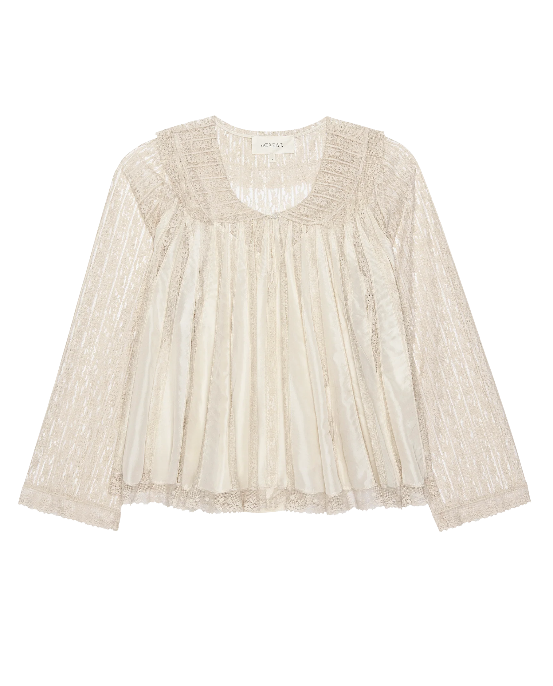 The Keepsake Lace Collared Top. -- Cream