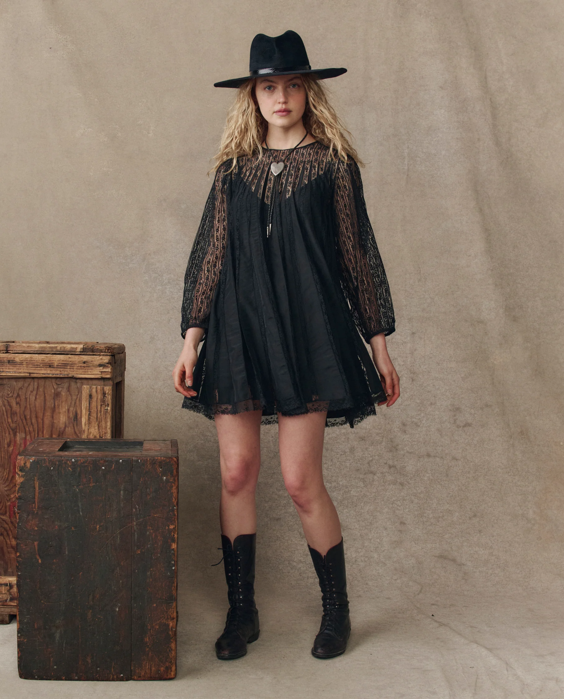 The Keepsake Lace Shift Dress. -- Black