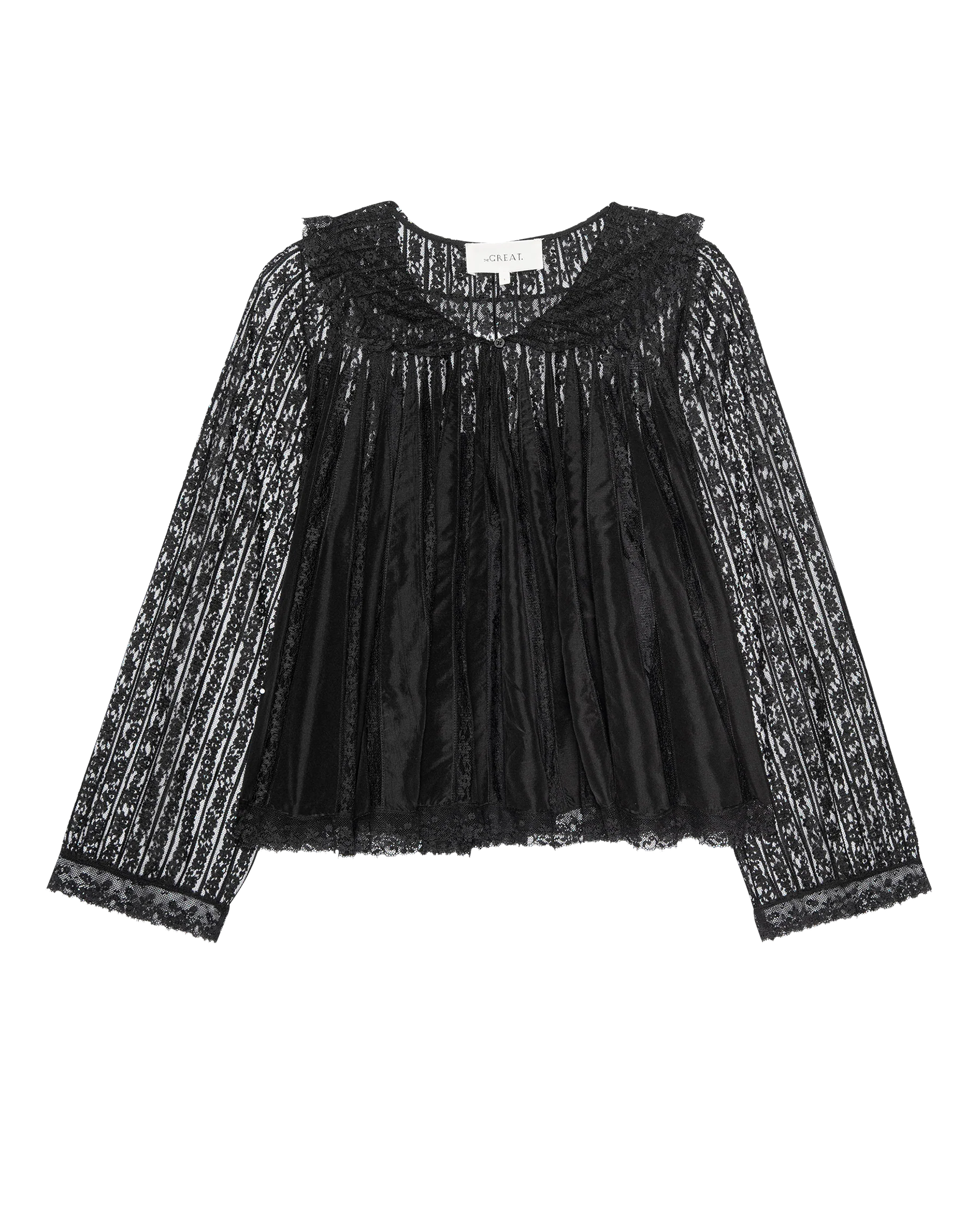 The Keepsake Lace Collared Top. -- Black