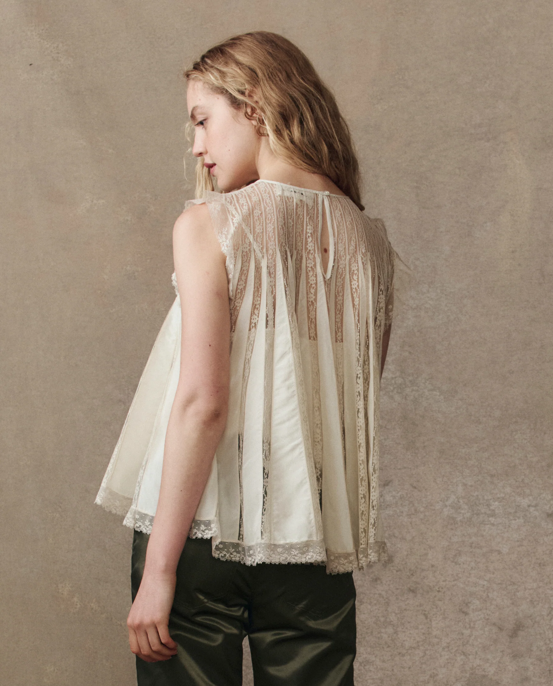 The Keepsake Lace Shell Top. -- Cream