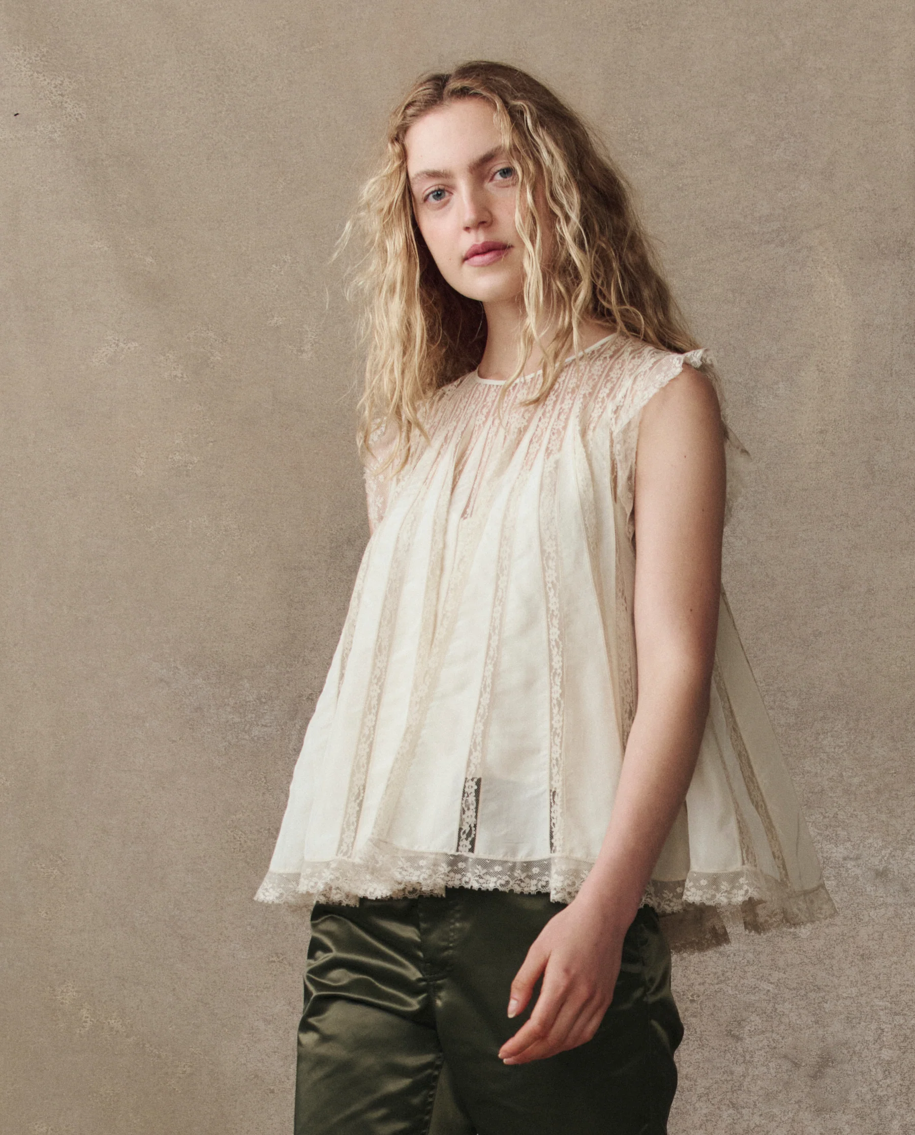 The Keepsake Lace Shell Top. -- Cream