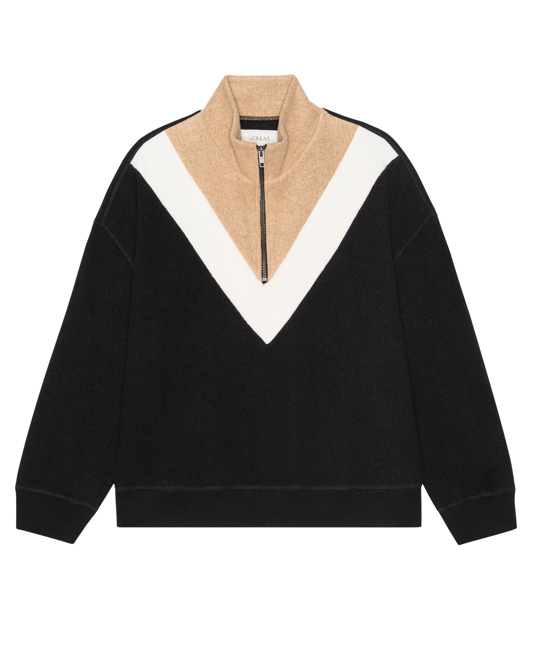 The Colorblock Plush Chalet Sweatshirt. -- Almost Black