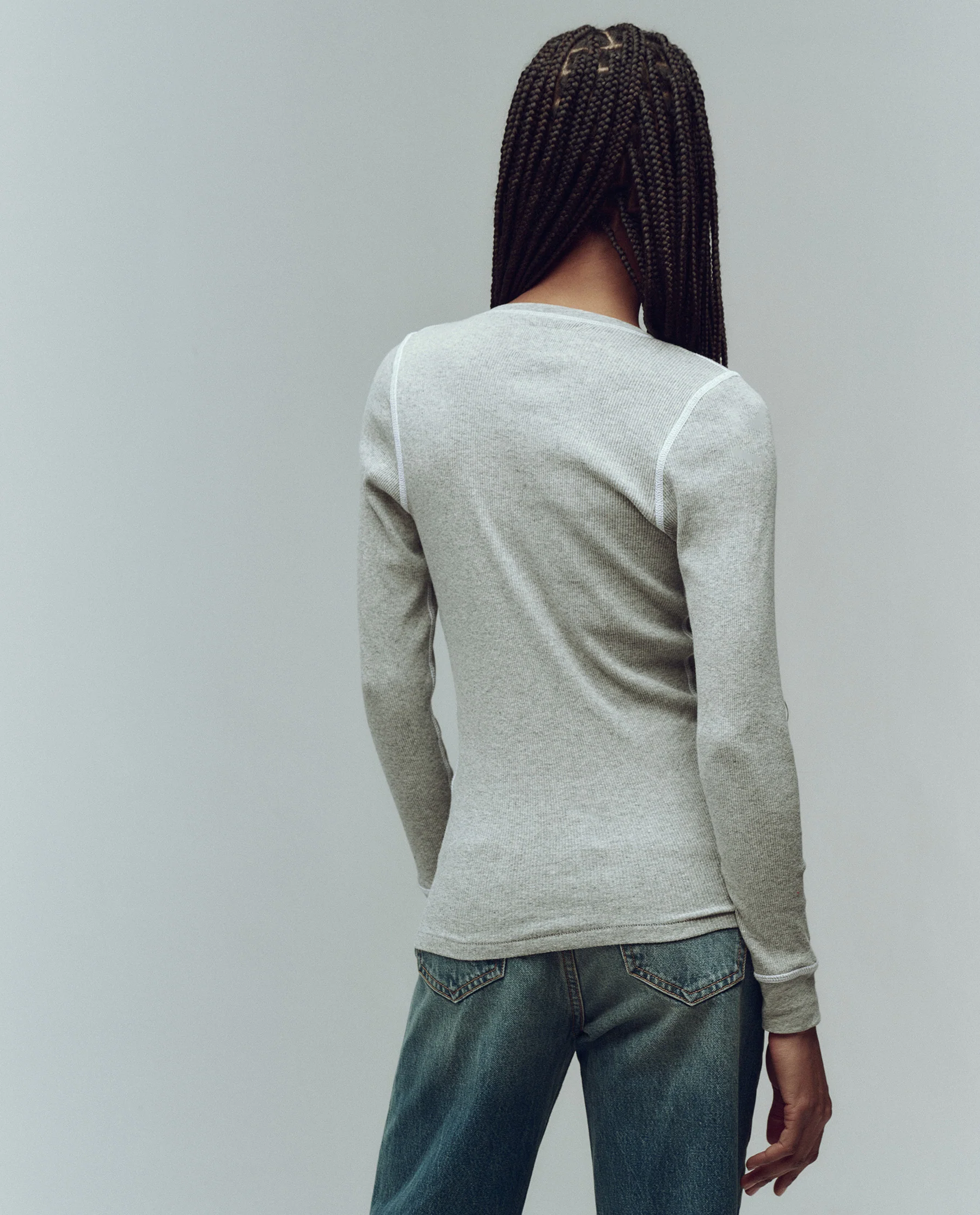 The Baby Rib Henley. -- Heather Grey