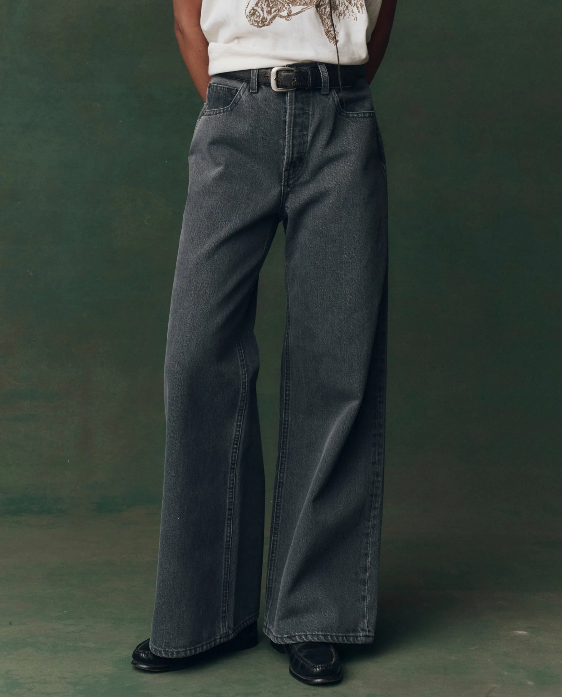 The Slouch Wide Leg Jean. -- Graphite Wash