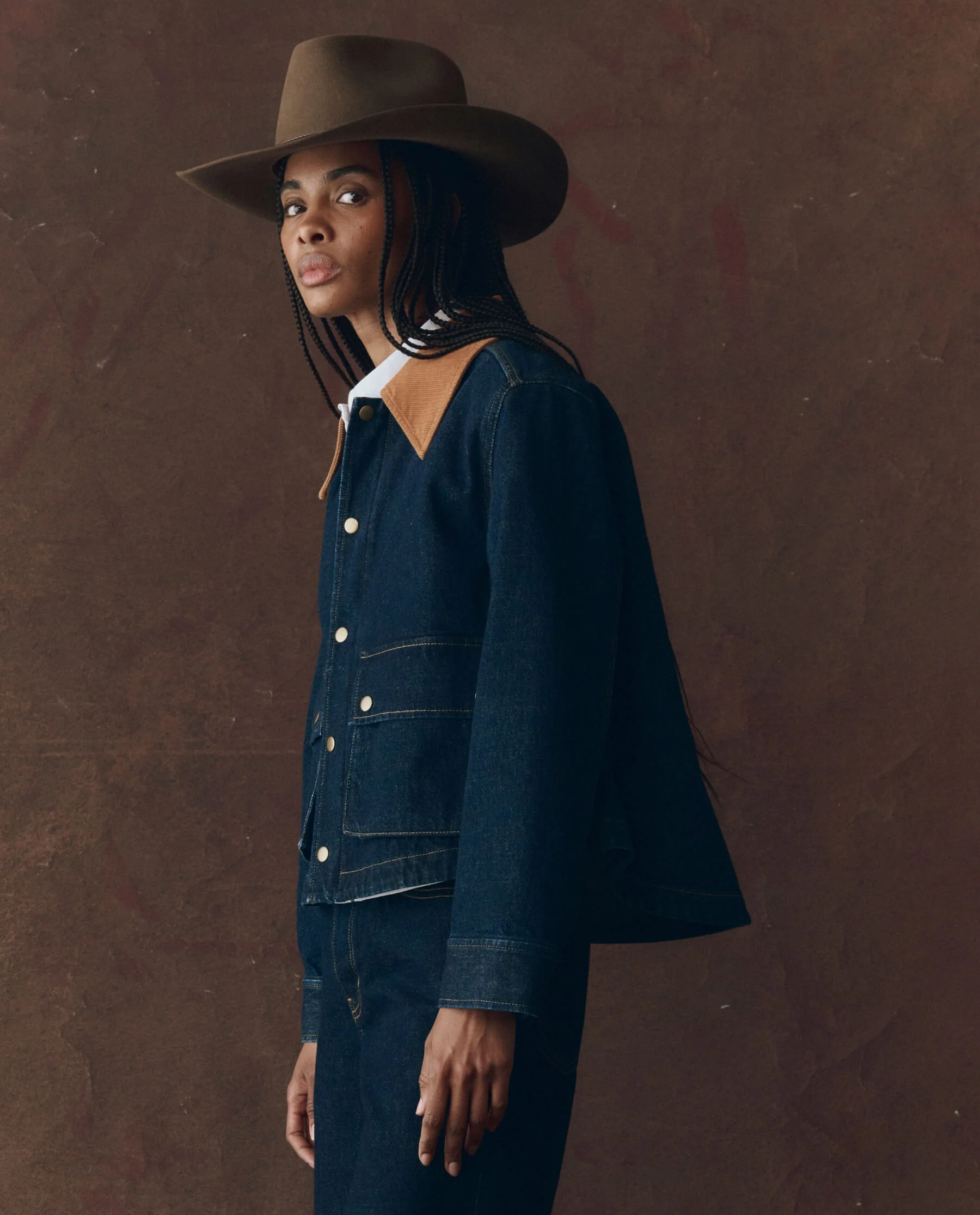 The Denim Swingy Jacket. -- Midnight Rinse