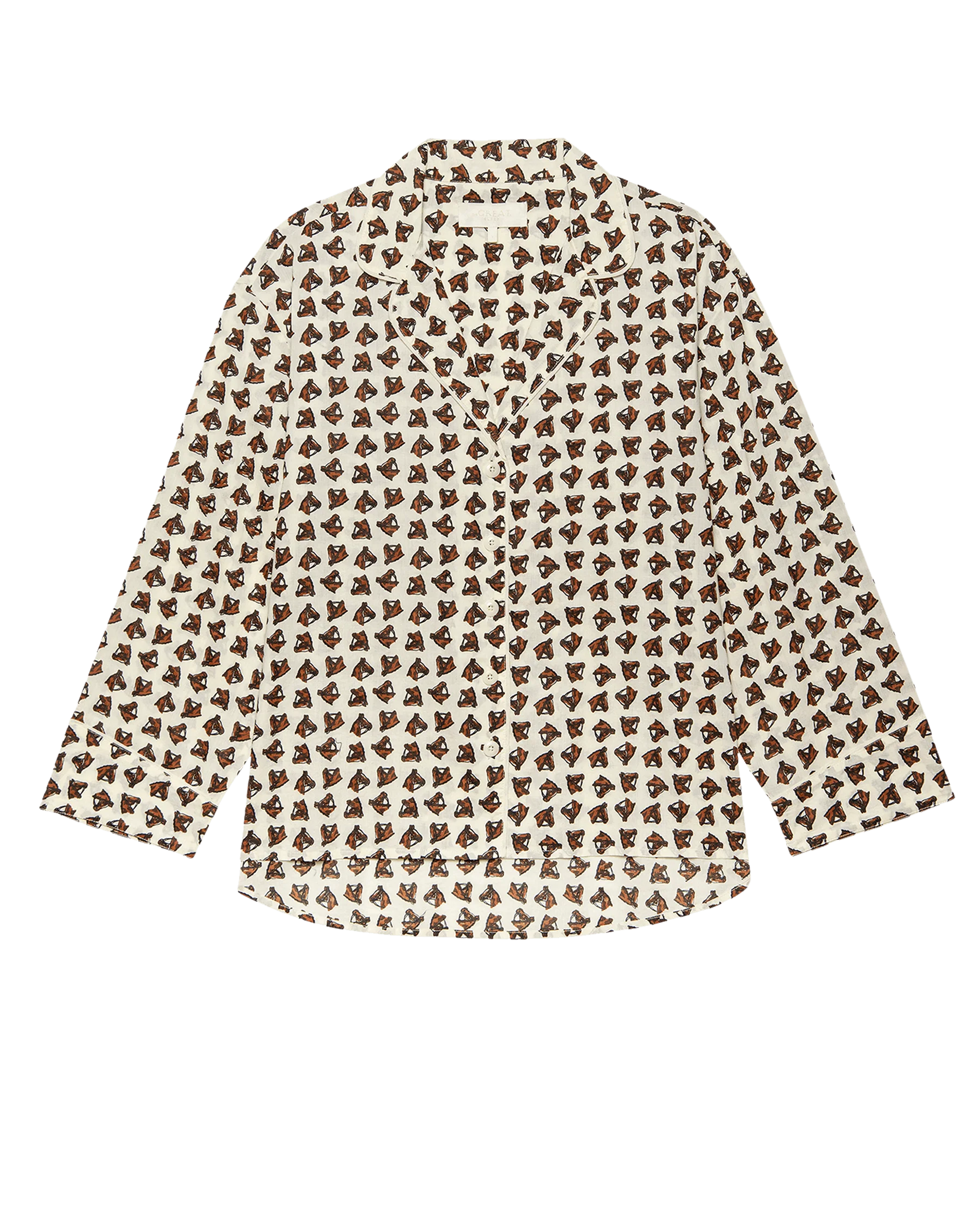 The Pajama Shirt. -- Cream Horse Medallion Print