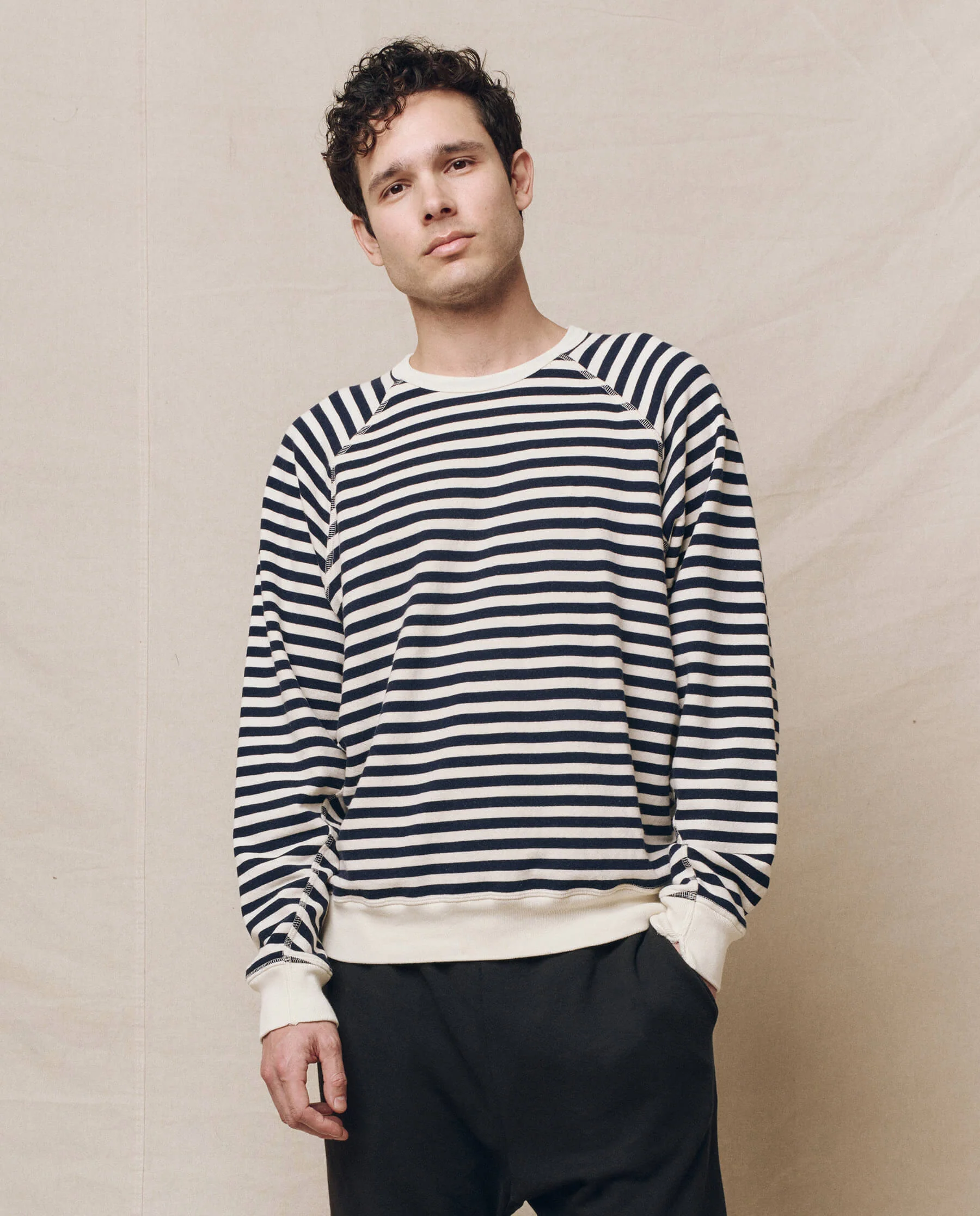2394-the-men-s-college-sweatshirt.-navy-sailor-stripe-1.webp The Men's College Sweatshirt. -- Navy Sailor Stripe