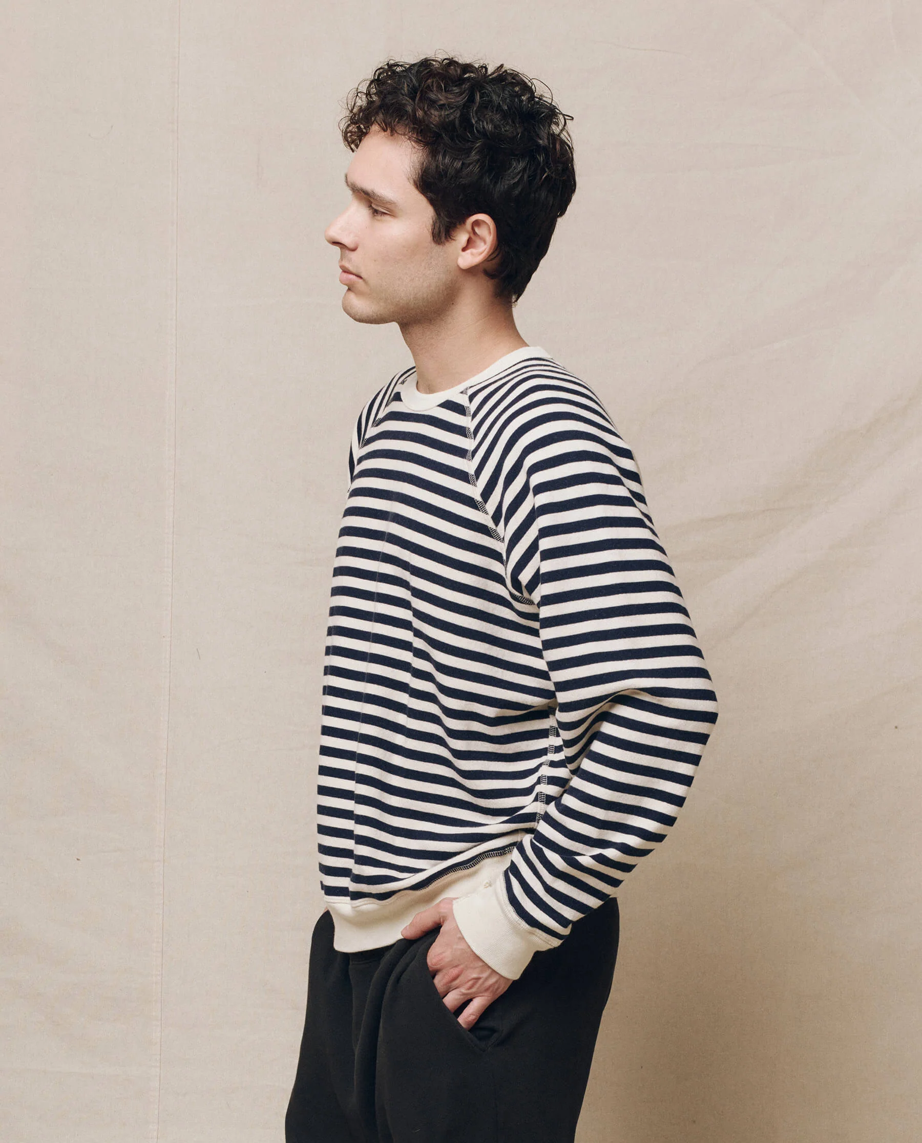 2394-the-men-s-college-sweatshirt.-navy-sailor-stripe-3.webp The Men's College Sweatshirt. -- Navy Sailor Stripe