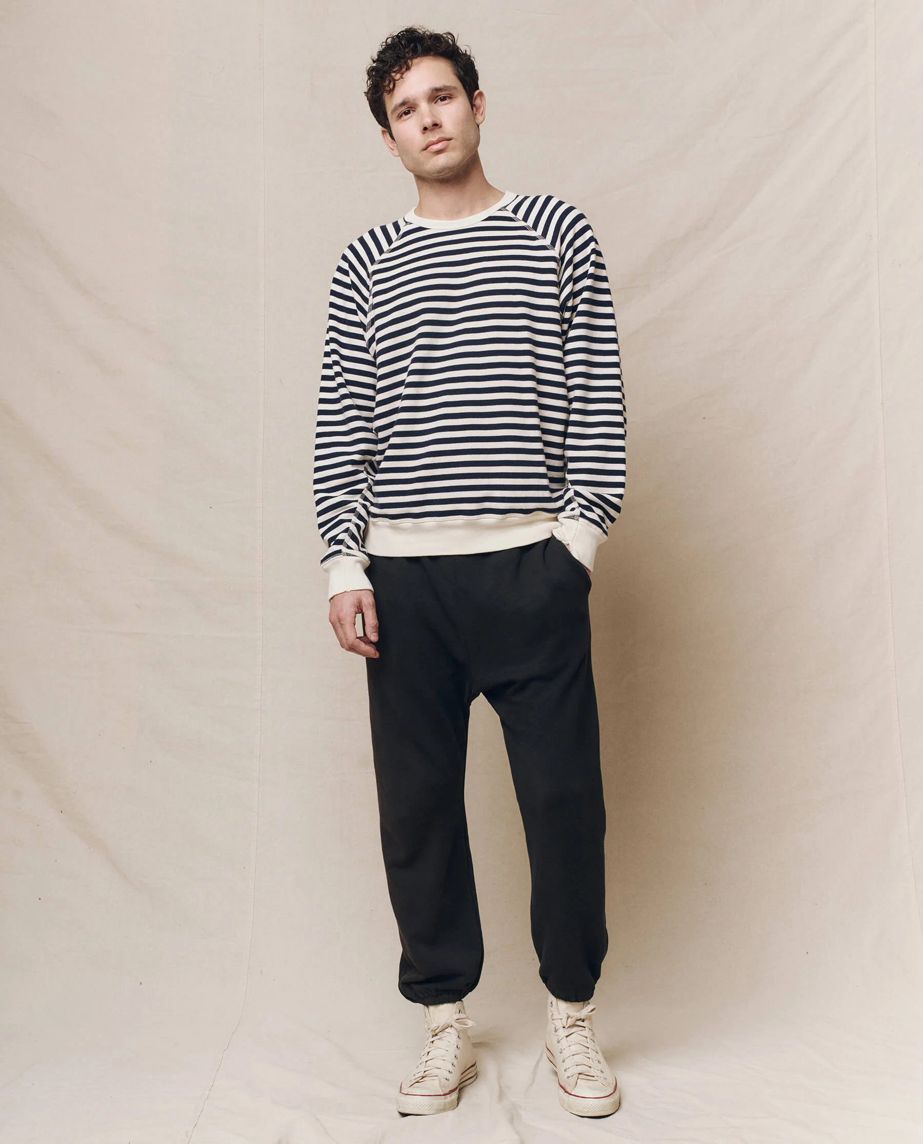 2394-the-men-s-college-sweatshirt.-navy-sailor-stripe-5.webp The Men's College Sweatshirt. -- Navy Sailor Stripe