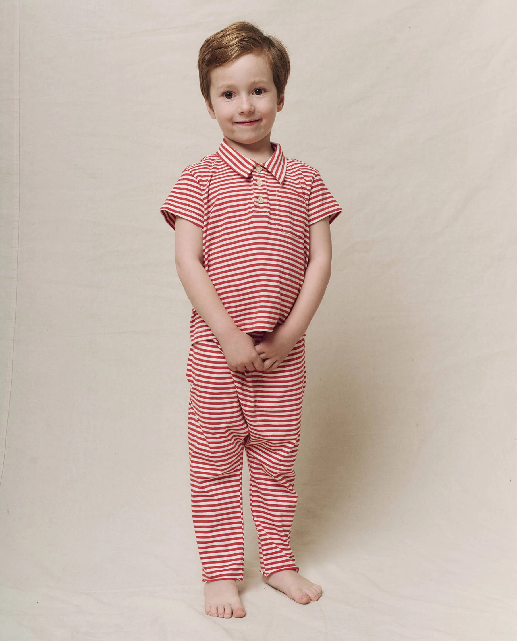 The Little Lacrosse Polo. -- Sun Cherry Stripe
