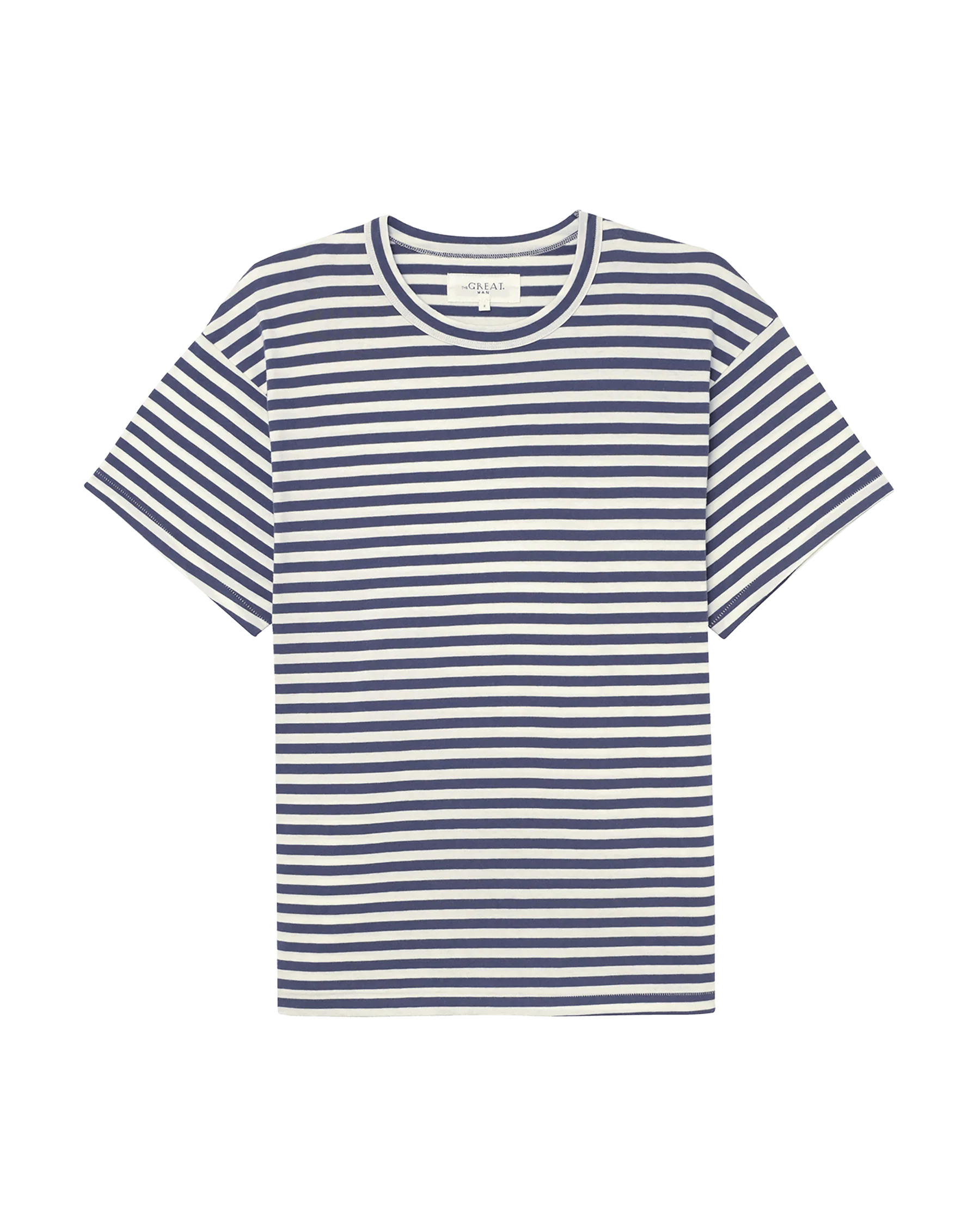 The Men's Boxy Crew. -- Vintage Blue Stripe