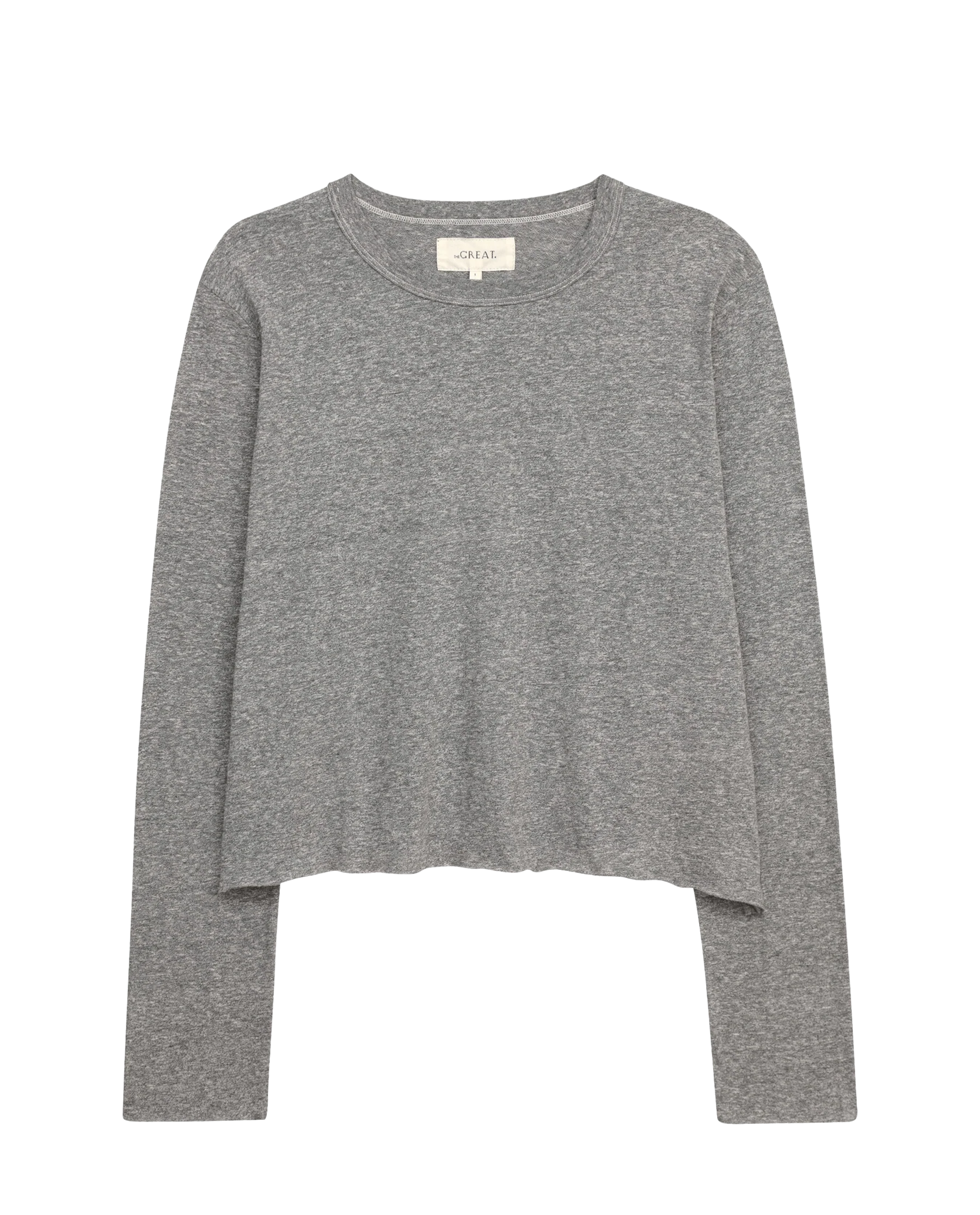 The Long Sleeve Crop Tee. -- Heather Grey