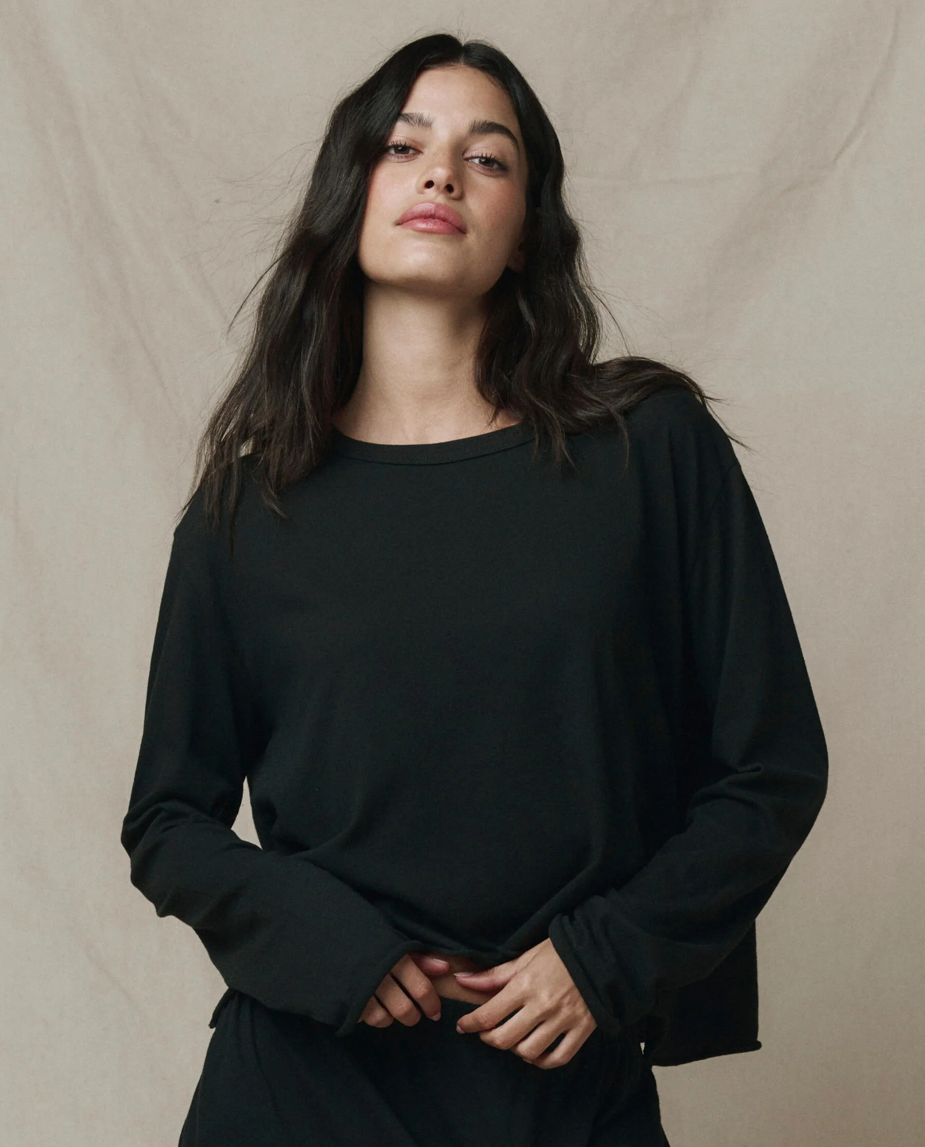 2788-the-long-sleeve-crop-tee.-almost-black-2.webp The Long Sleeve Crop Tee. -- Almost Black