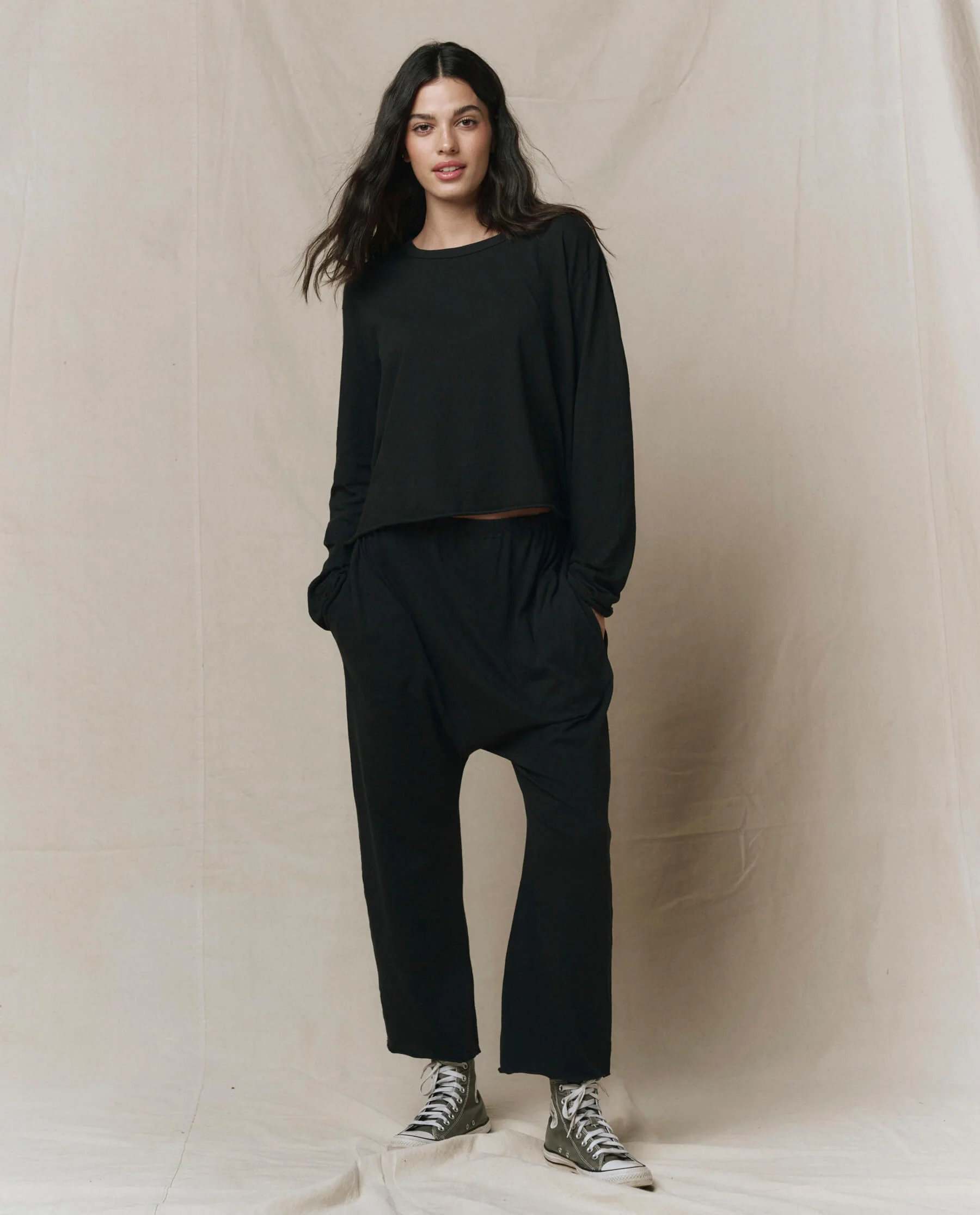 2788-the-long-sleeve-crop-tee.-almost-black-3.webp The Long Sleeve Crop Tee. -- Almost Black